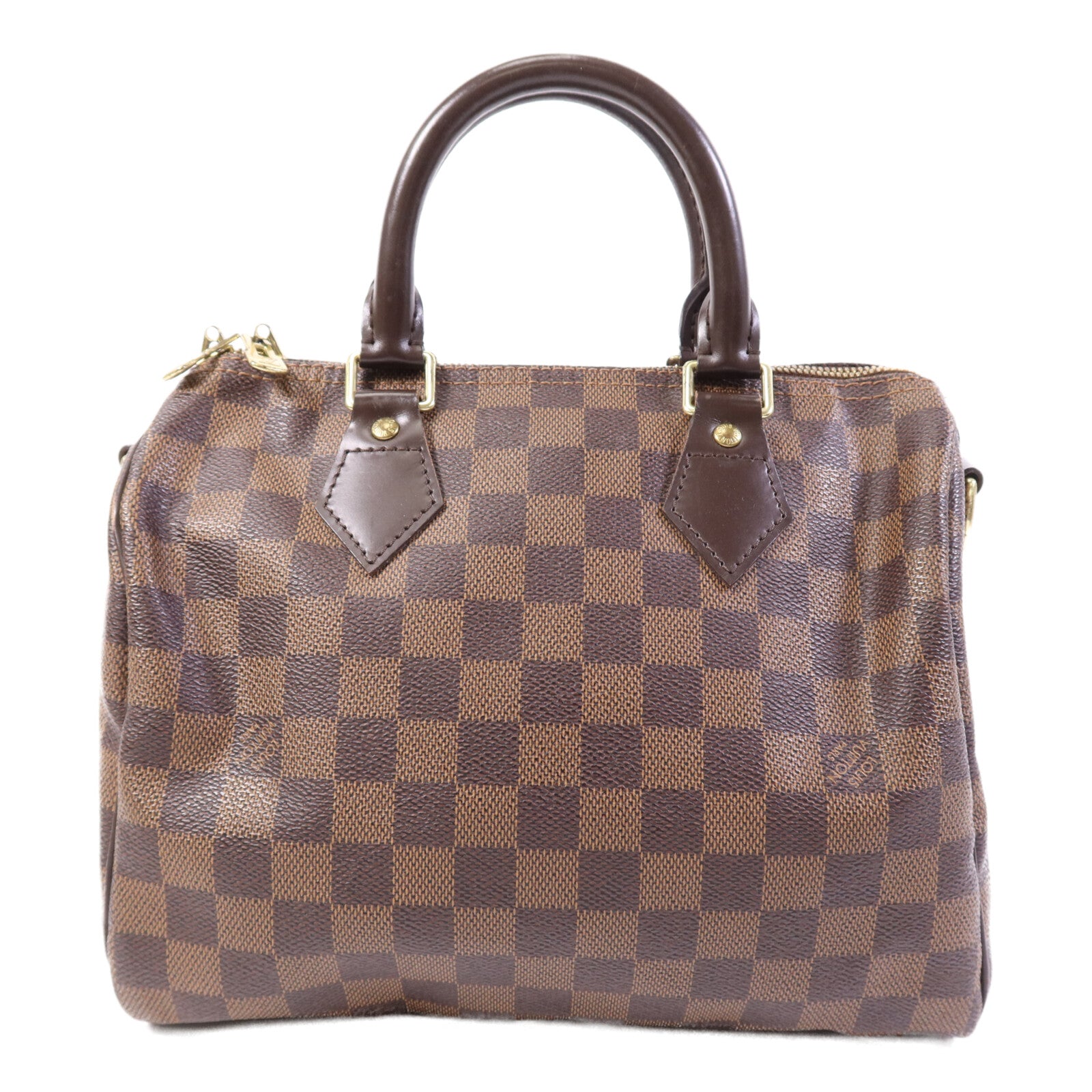 LOUIS VUITTON Damier Speedy Bandouliere 25金扣手挽肩背兩用袋