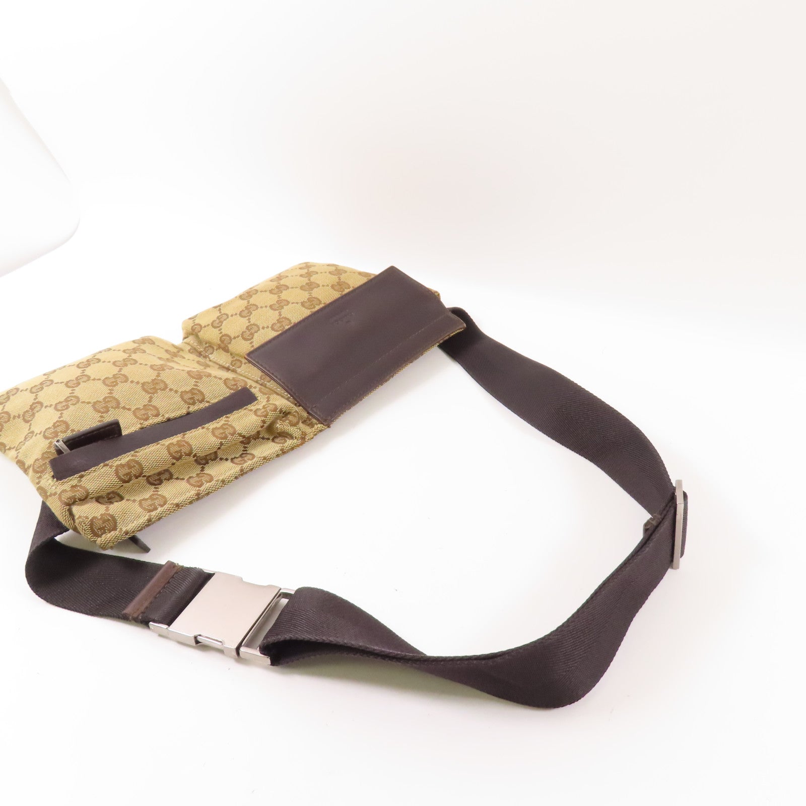 GUCCI 帆布Waist Bag銀扣腰包