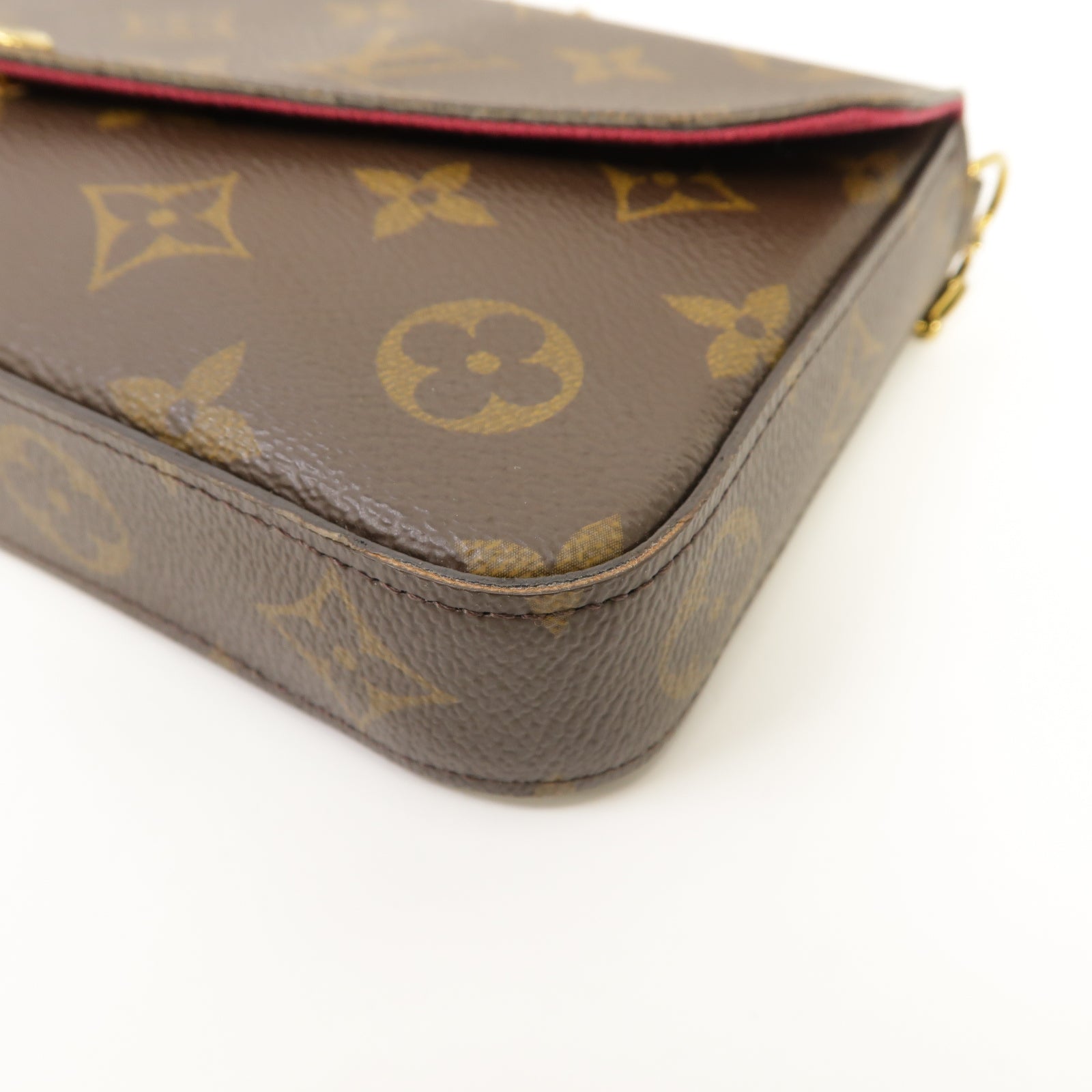 LOUIS VUITTON Monogram Felicie Pochette金扣鏈帶肩背袋啡色