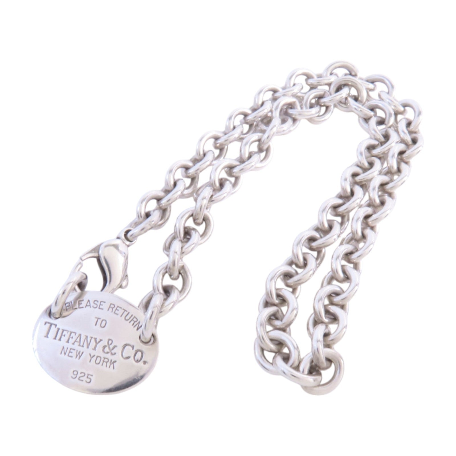TIFFANY＆CO 925純銀RTT Oval Tag Necklace銀扣項鏈