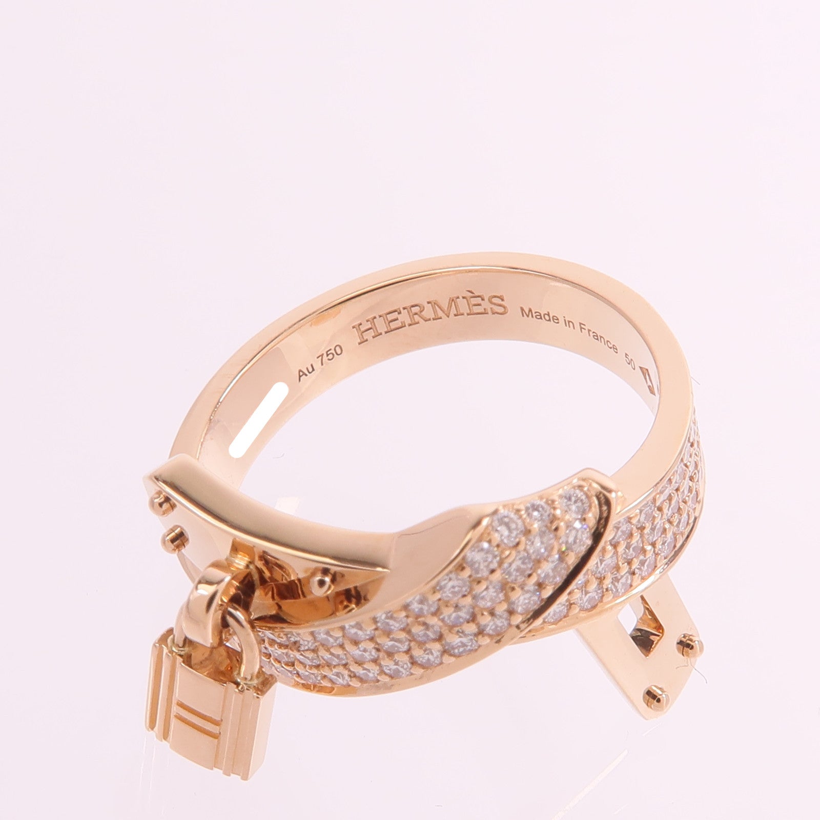 HERMES 18K玫瑰金Kelly Gavroche Ring鑽石戒指