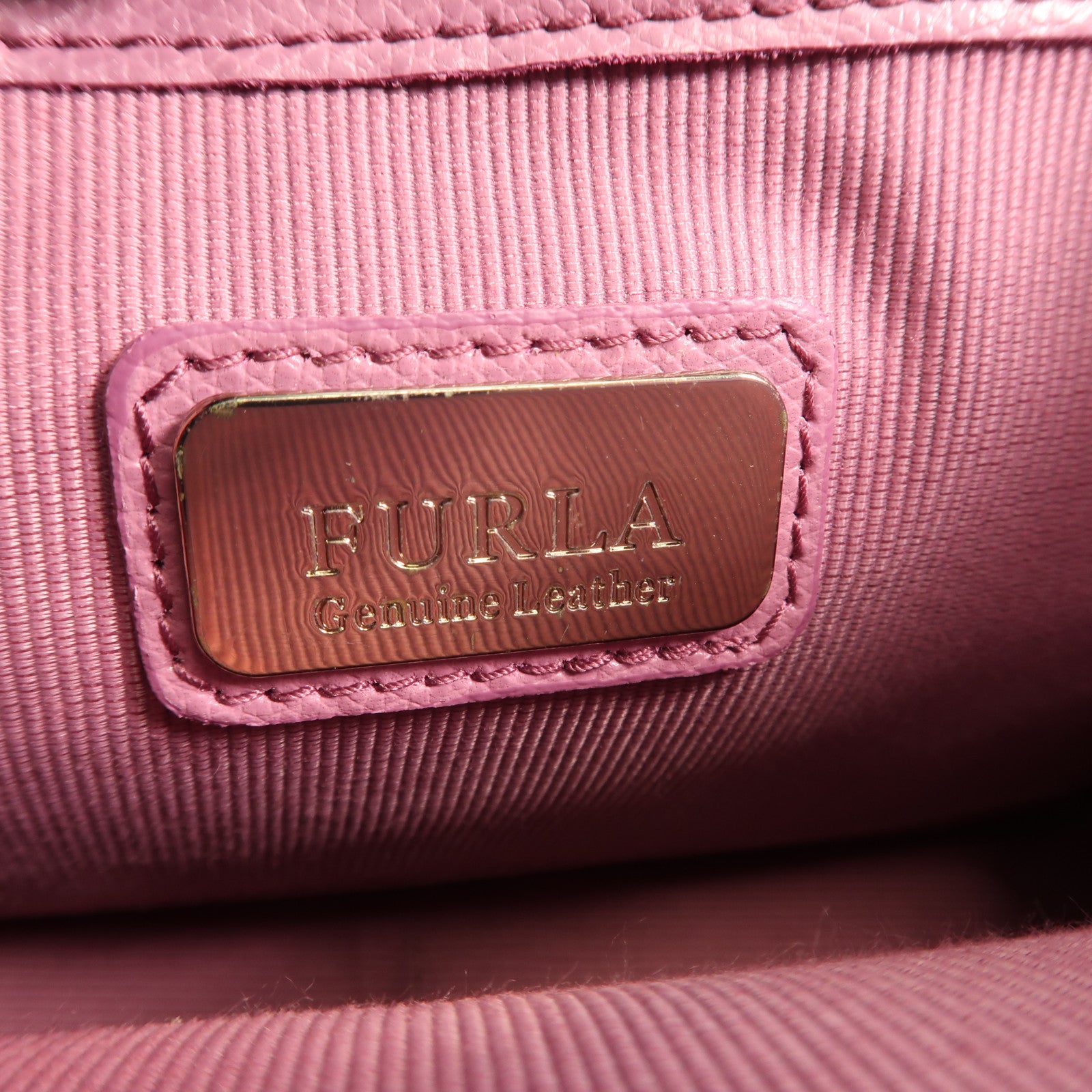 Furla 牛皮皮革Chain Shoulder金扣鏈帶肩背袋