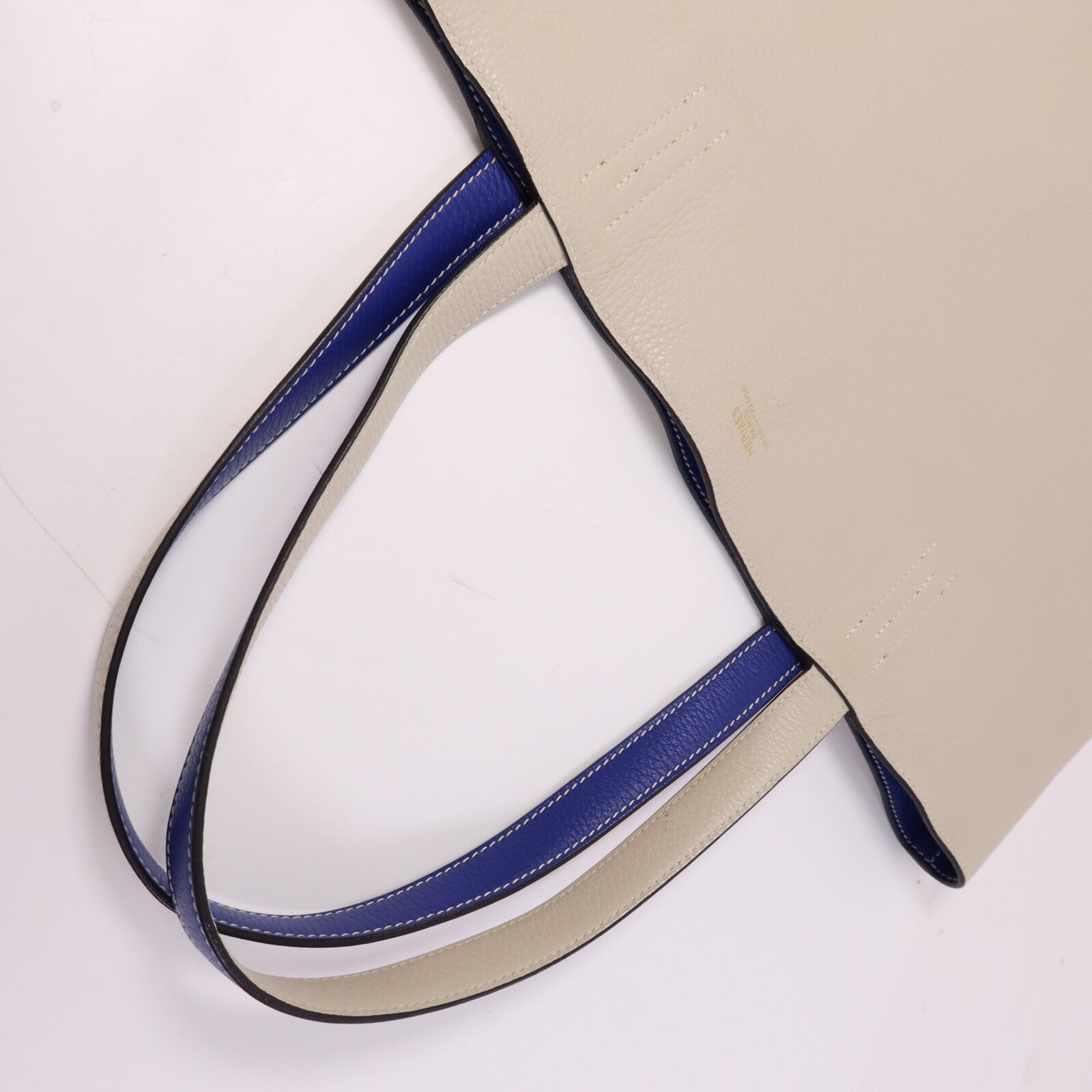HERMES Clemence皮革Double Sens肩背袋Bleu Electrique /Parchemin