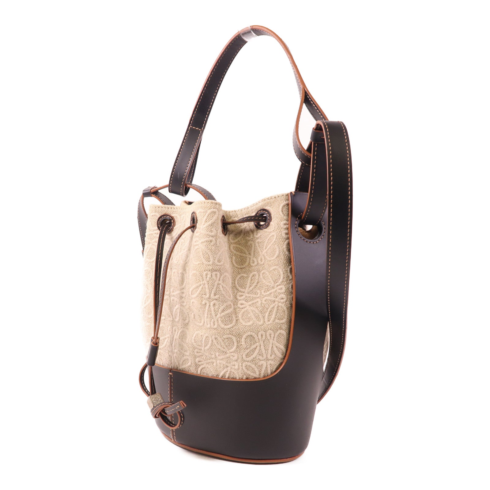 LOEWE SHW Balloon Anagram 2 Way Bag Canvas/Calfskin Leather Beige/Black/Brown