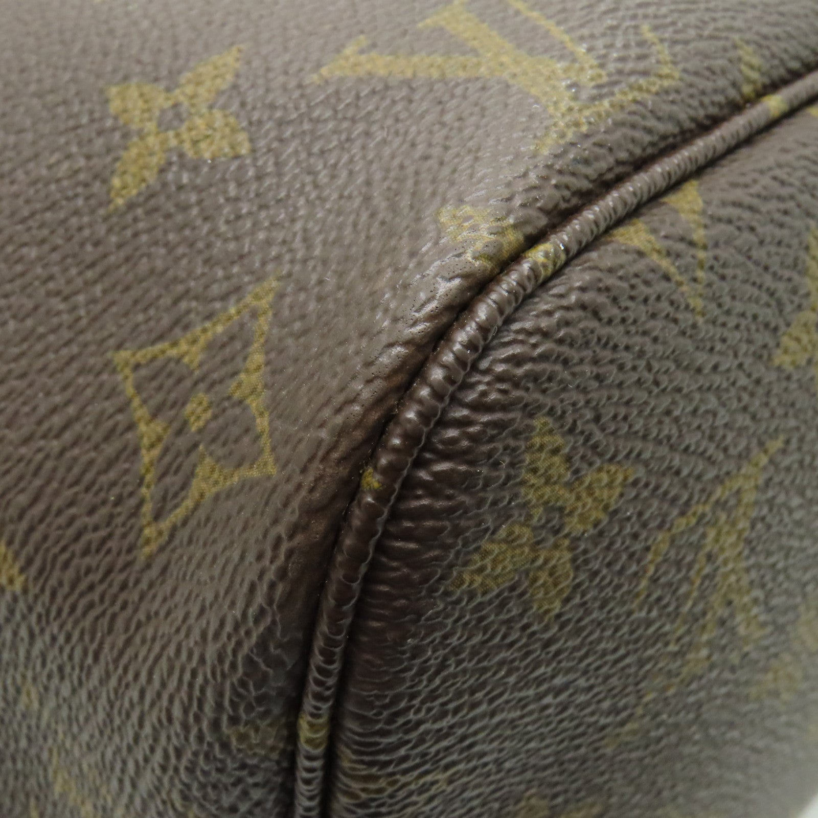 LOUIS VUITTON Monogram Neverfull MM金扣手挽袋啡色