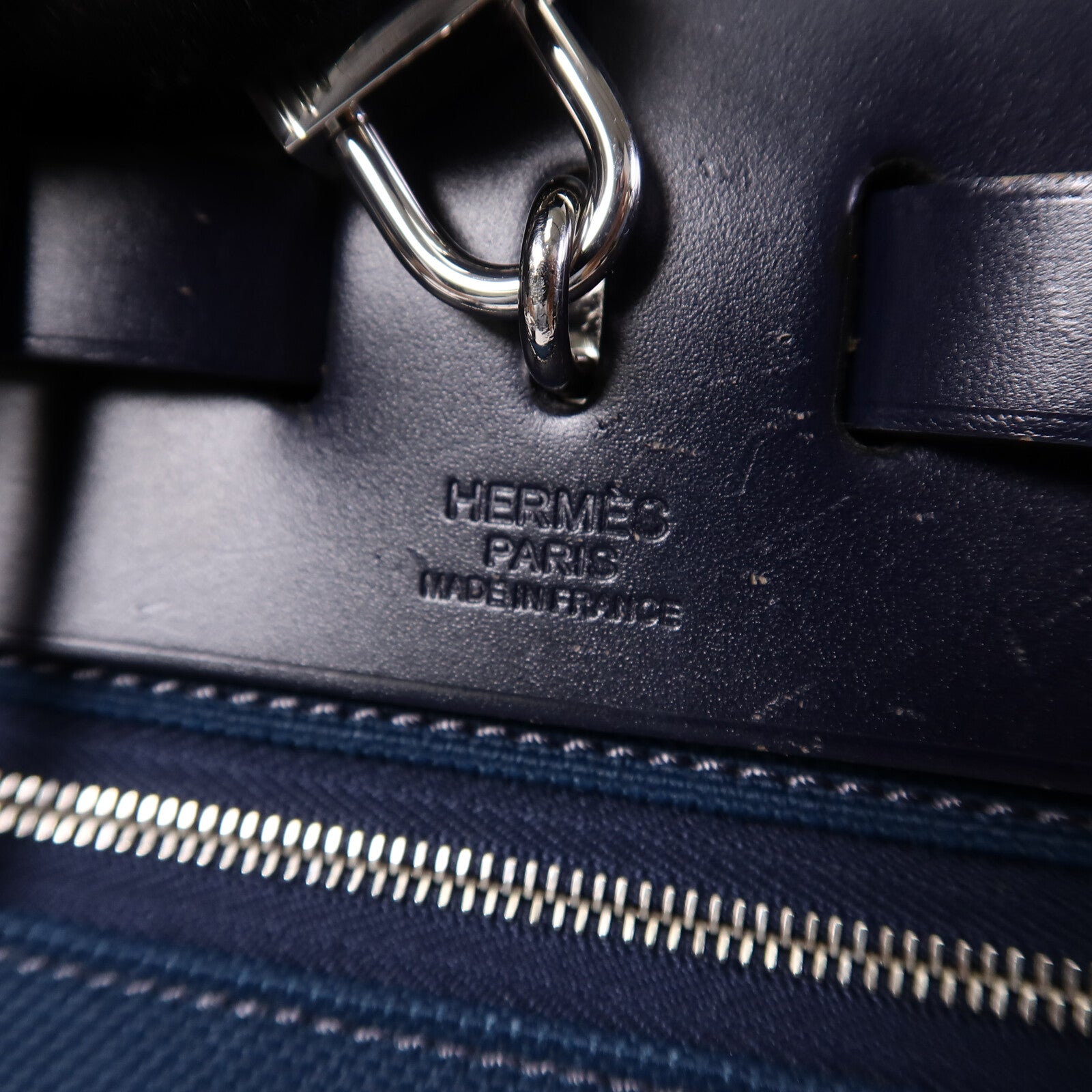 HERMES 帆布Herbag PM手挽肩背兩用袋Ocean Blue/Blue Indi