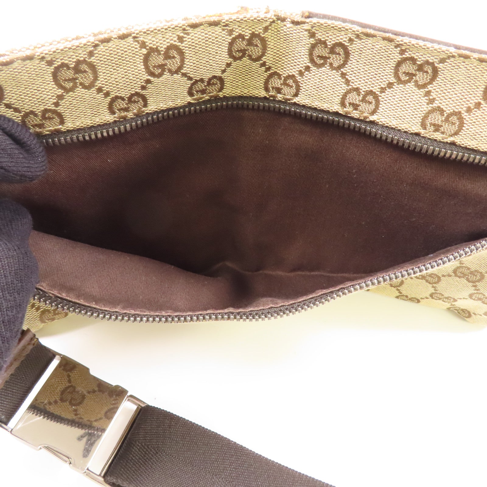 GUCCI 帆布Waist Bag銀扣腰包