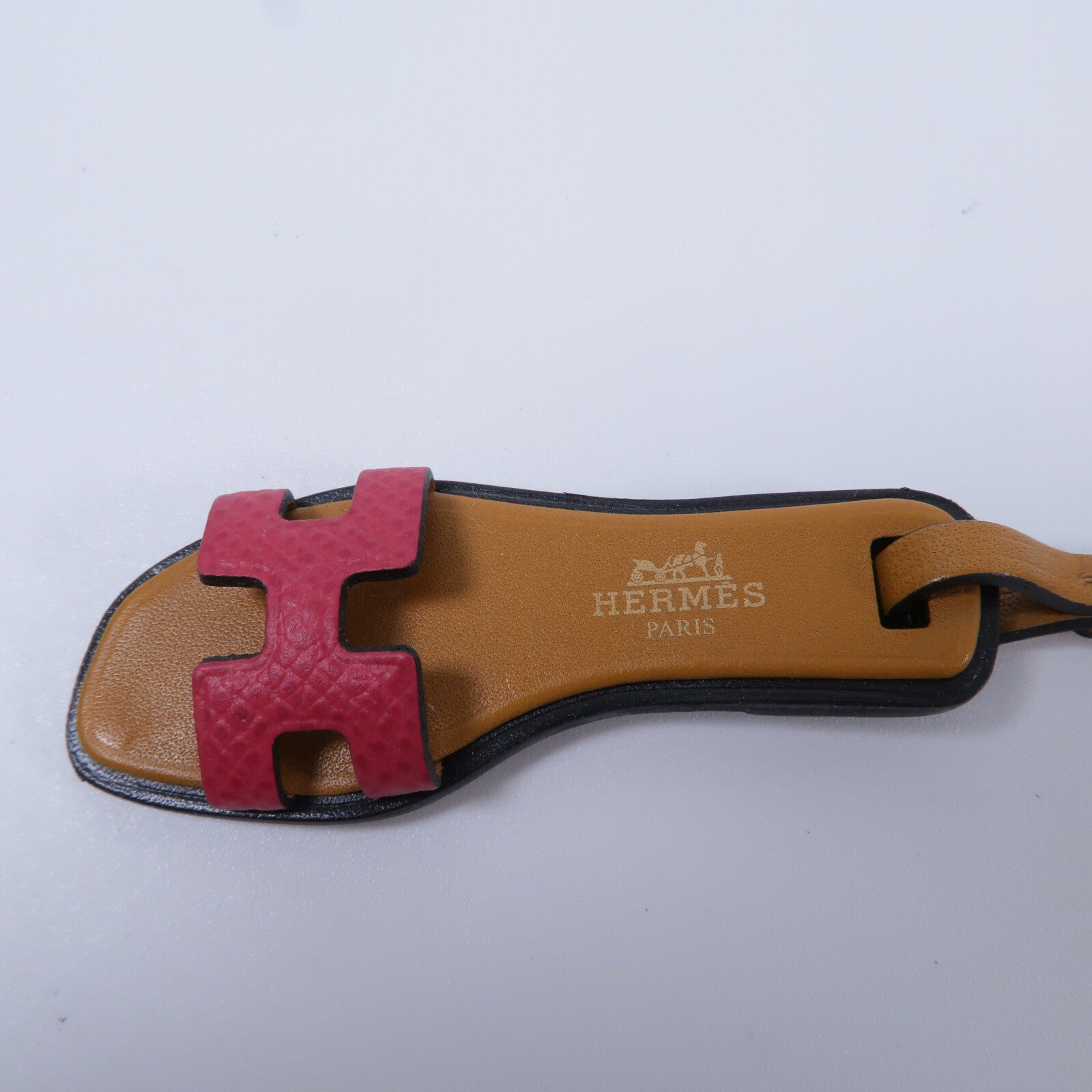HERMES Epsom皮革/Vache Hunter皮革Oran Charm掛飾Rose Mexico