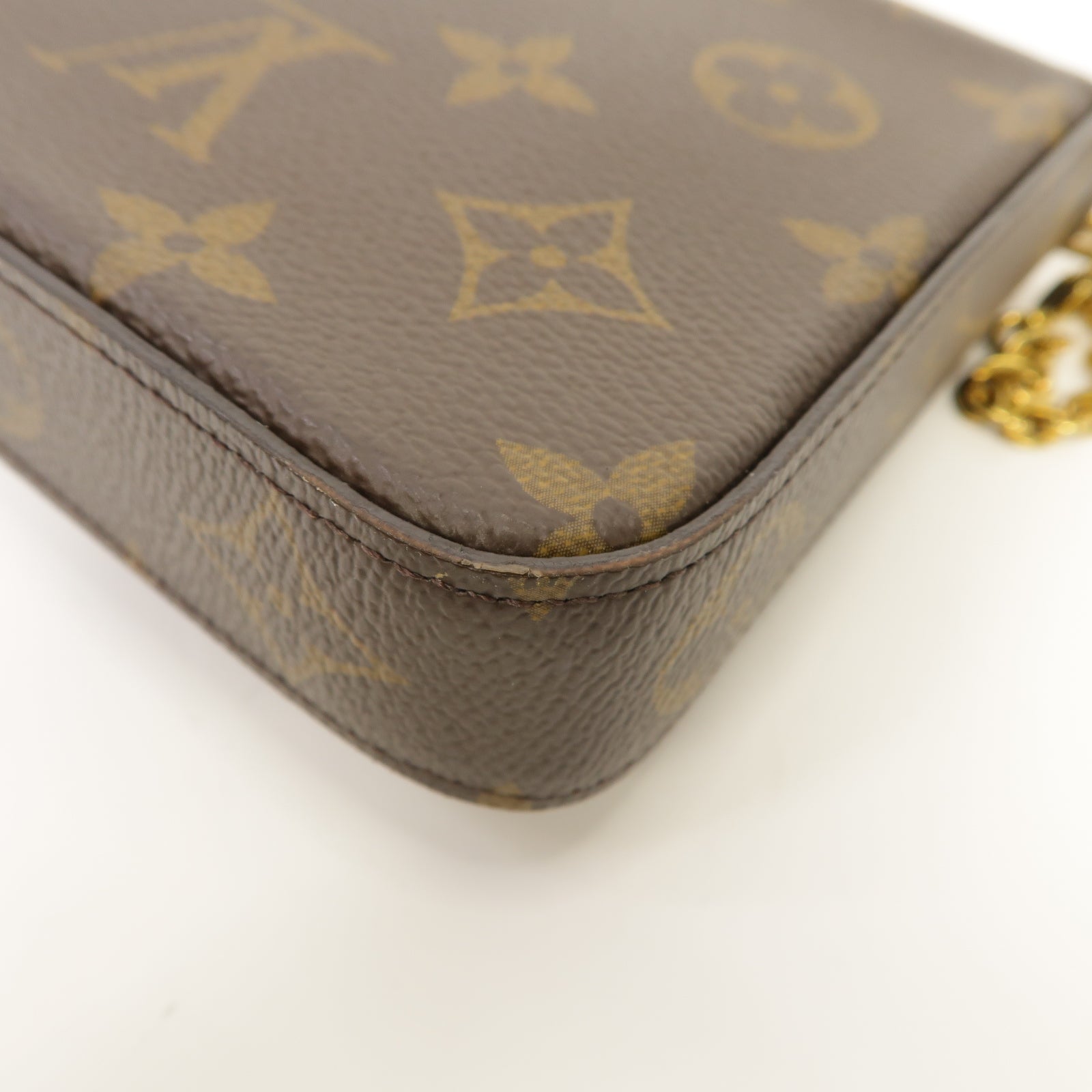 LOUIS VUITTON Monogram Felicie Pochette金扣鏈帶肩背袋啡色