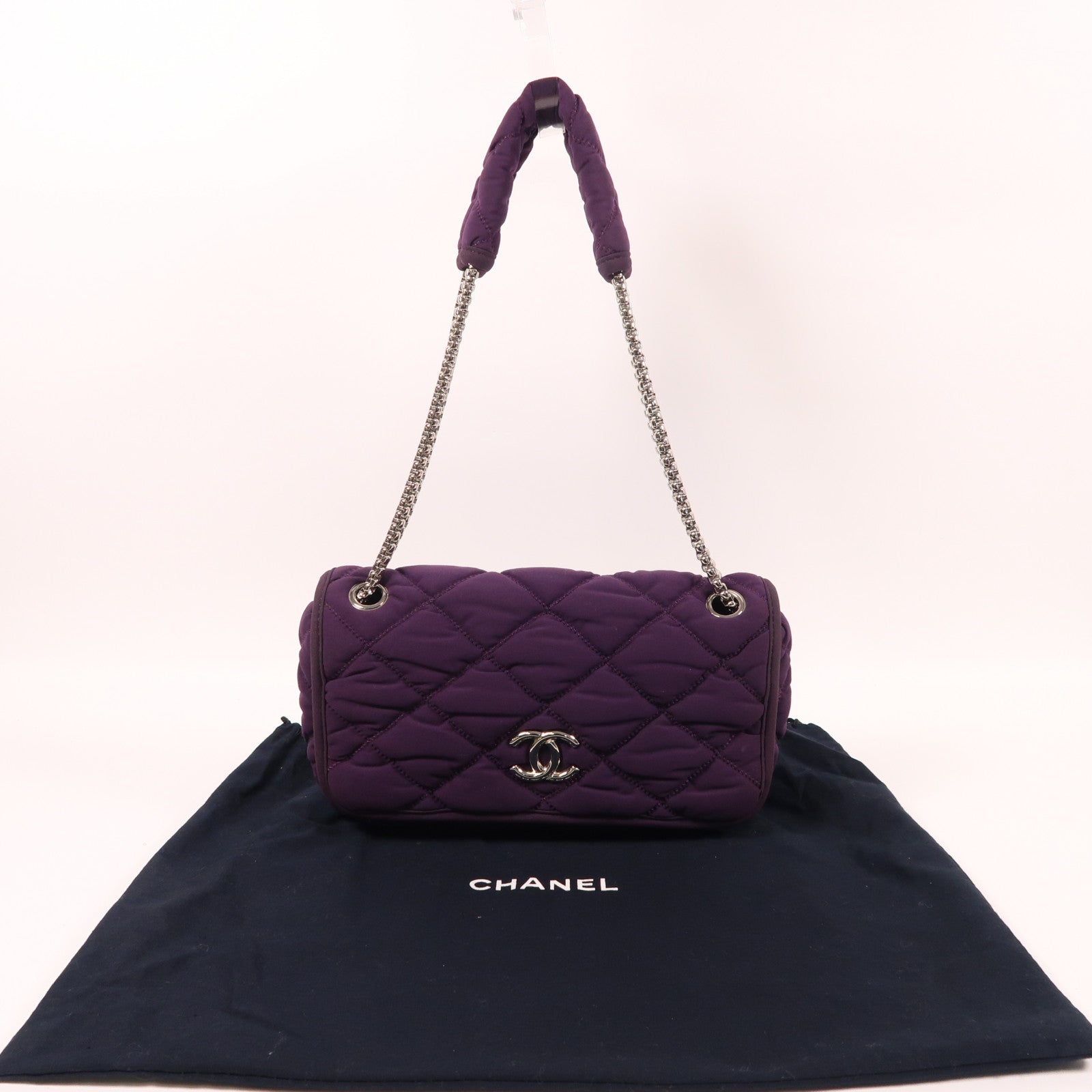 CHANEL 布料Shoulder Bag鏈帶肩背袋紫色