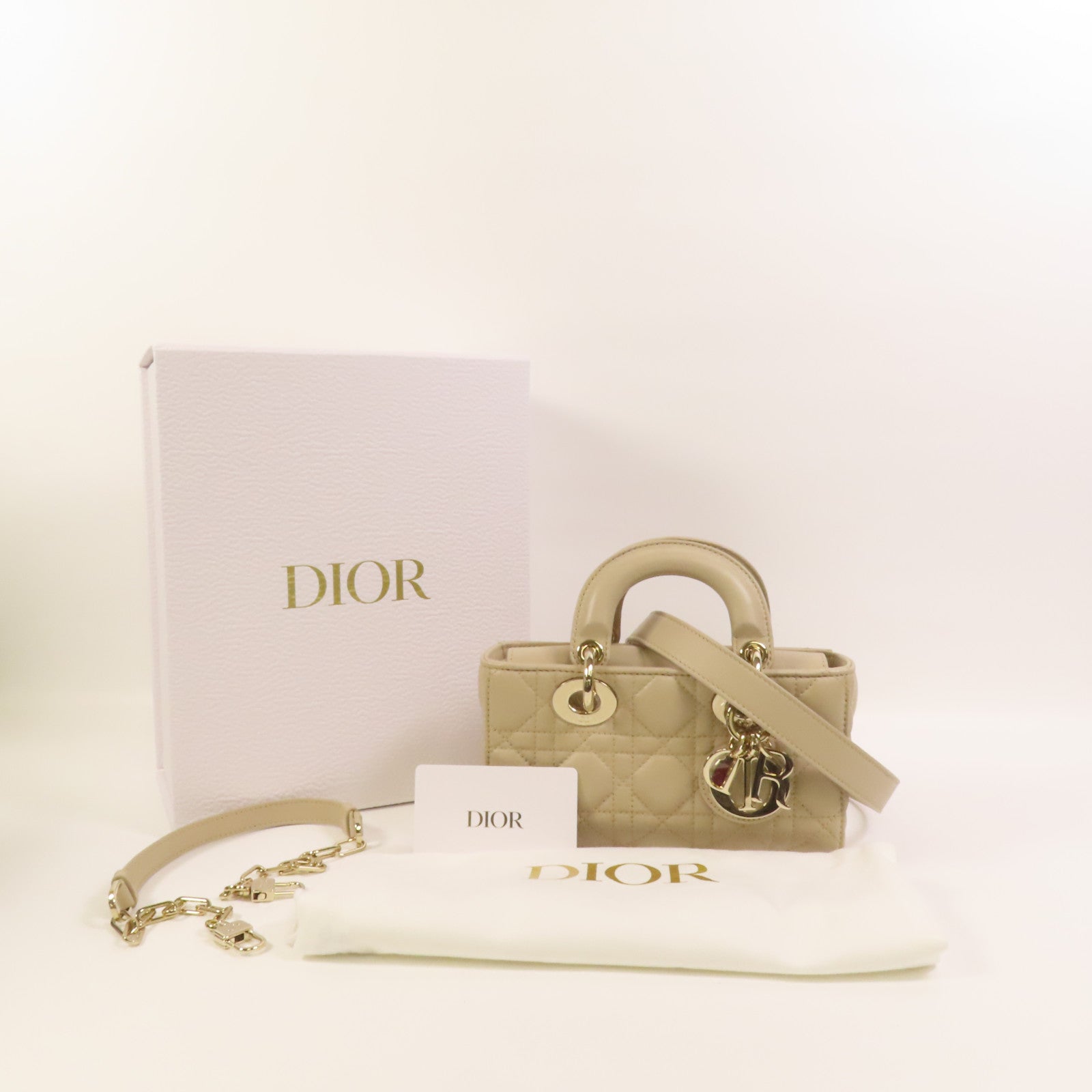 Dior 羊皮皮革Mini Lady D-Joy金扣手挽肩背兩用袋