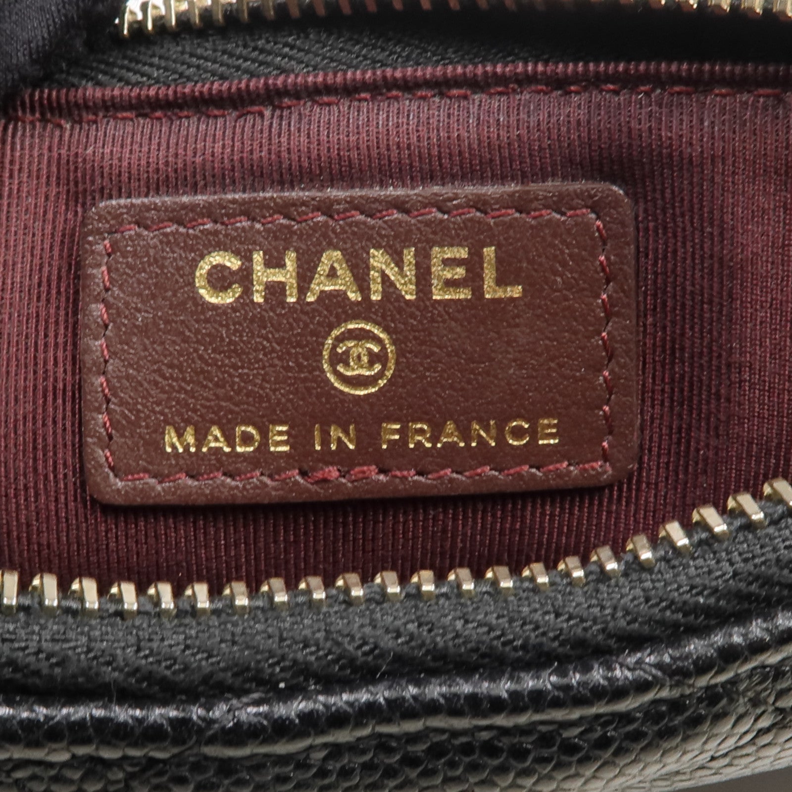 CHANEL 牛皮皮革Long Zip Wallet金扣長錢包