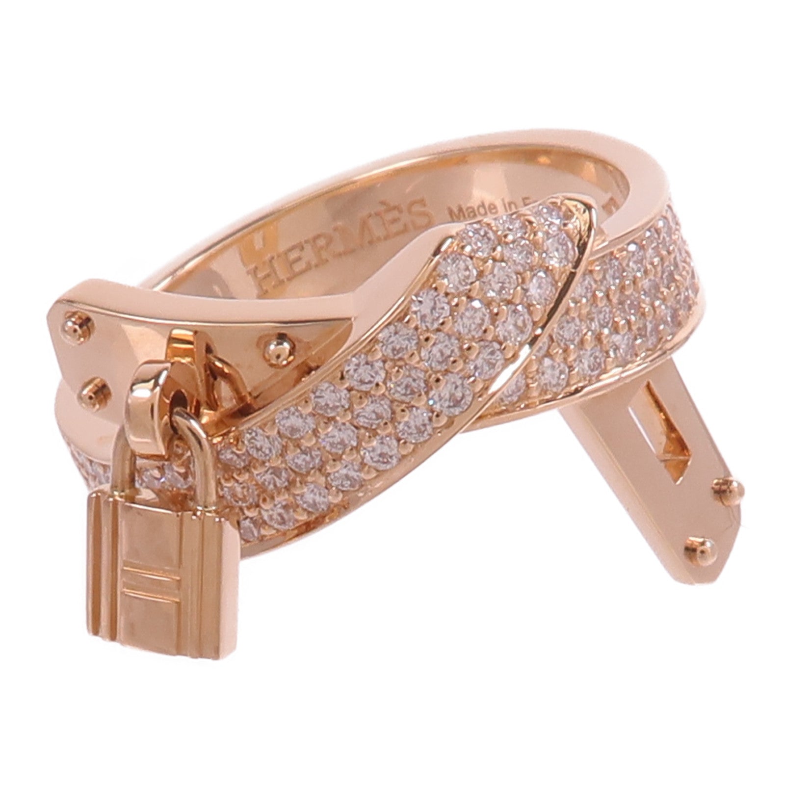 HERMES 18K玫瑰金Kelly Gavroche Ring鑽石戒指