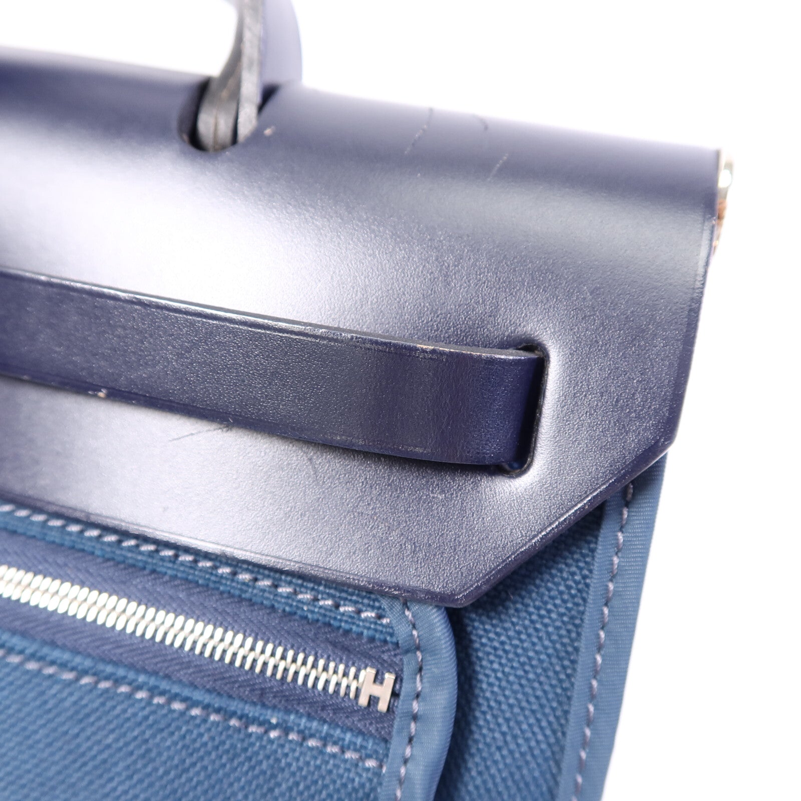 HERMES 帆布Herbag PM手挽肩背兩用袋Ocean Blue/Blue Indi