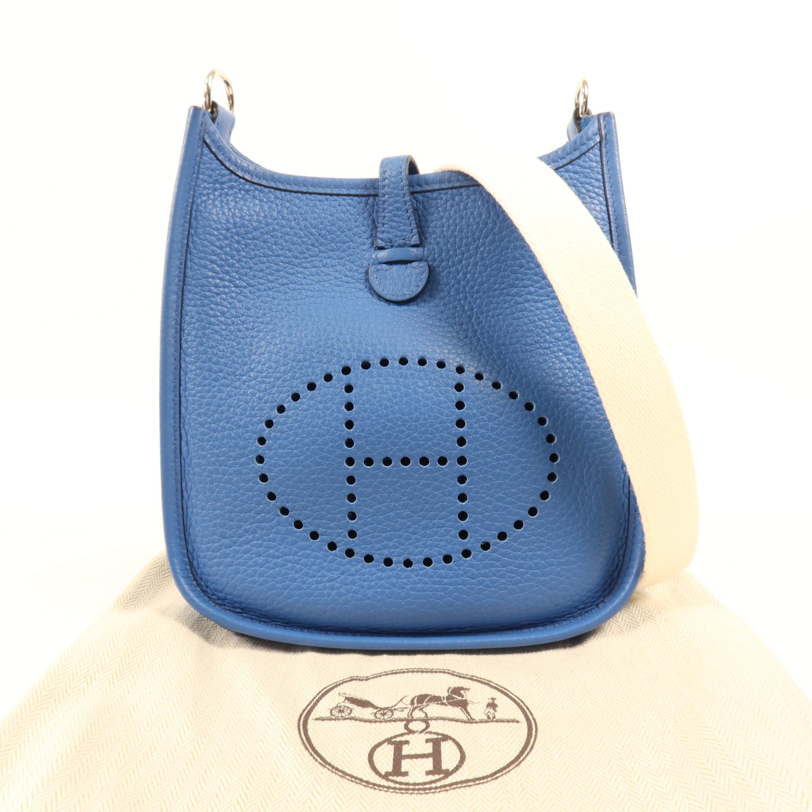 HERMES Clemence皮革Evelyne TPM銀扣肩背袋Mykonos