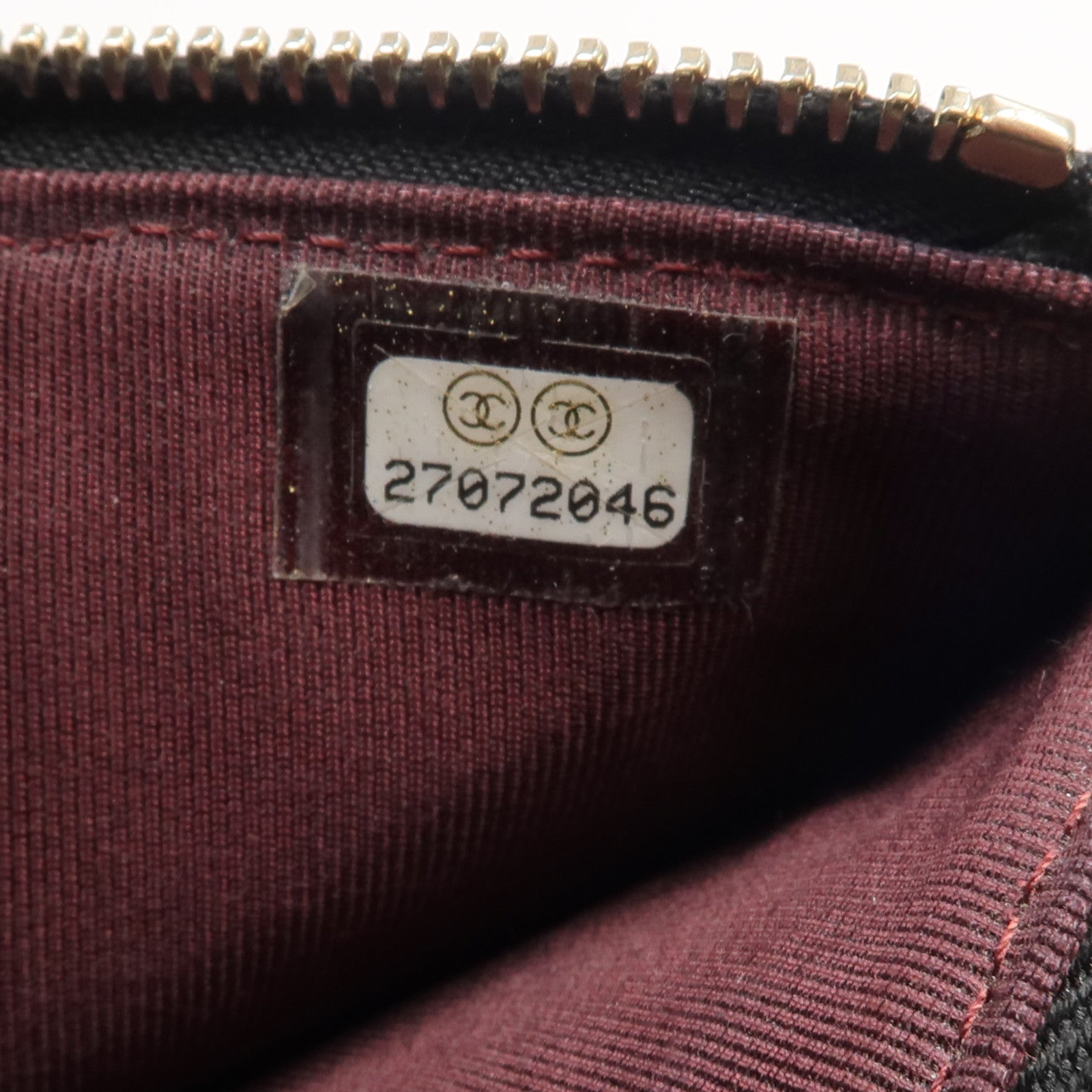 CHANEL 牛皮皮革Long Zip Wallet金扣長錢包