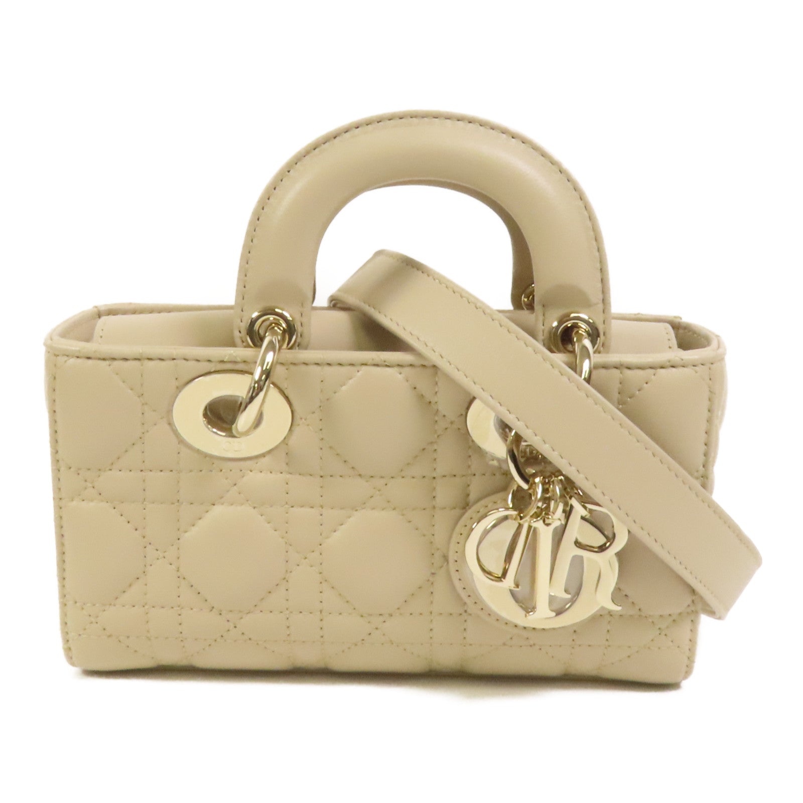 Dior 羊皮皮革Mini Lady D-Joy金扣手挽肩背兩用袋