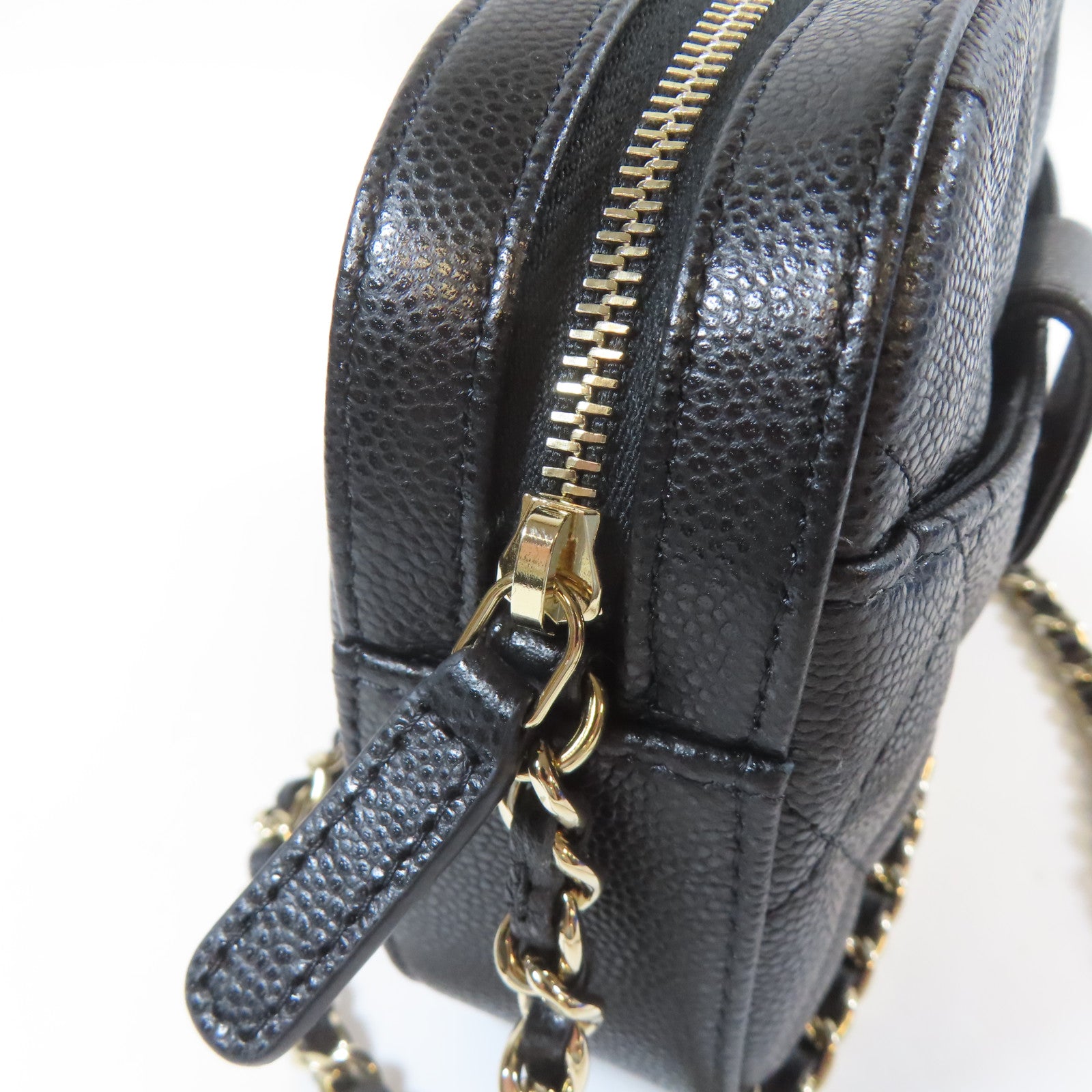 CHANEL 【激減優惠】菱格Caviar皮革Chain Shoulder銀扣鏈帶肩背袋黑色