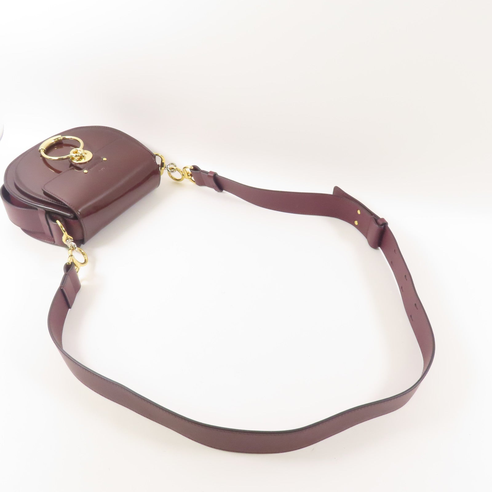 Chloe 牛皮皮革Tess Bag金扣手挽肩背兩用袋棕色