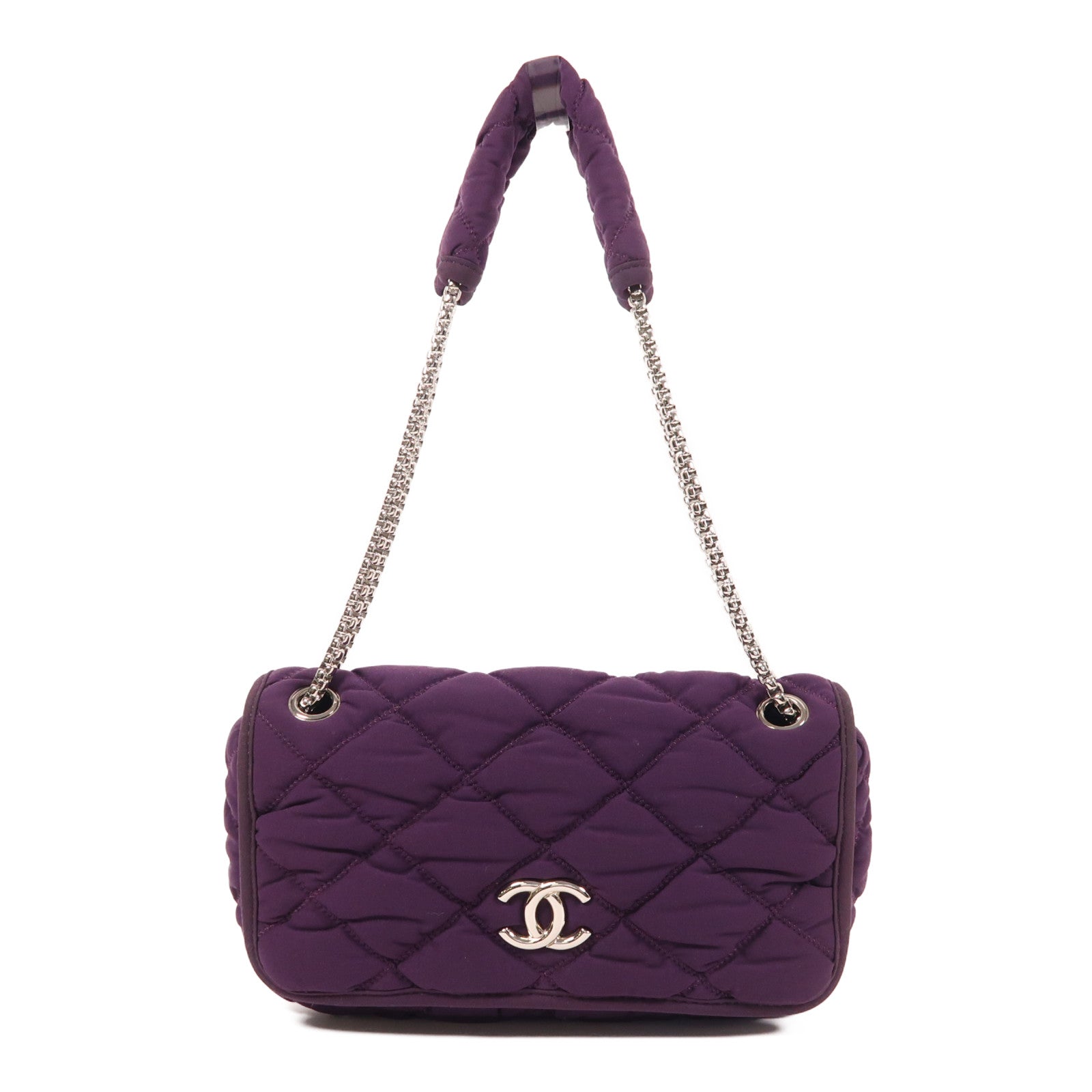 CHANEL 布料Shoulder Bag鏈帶肩背袋紫色