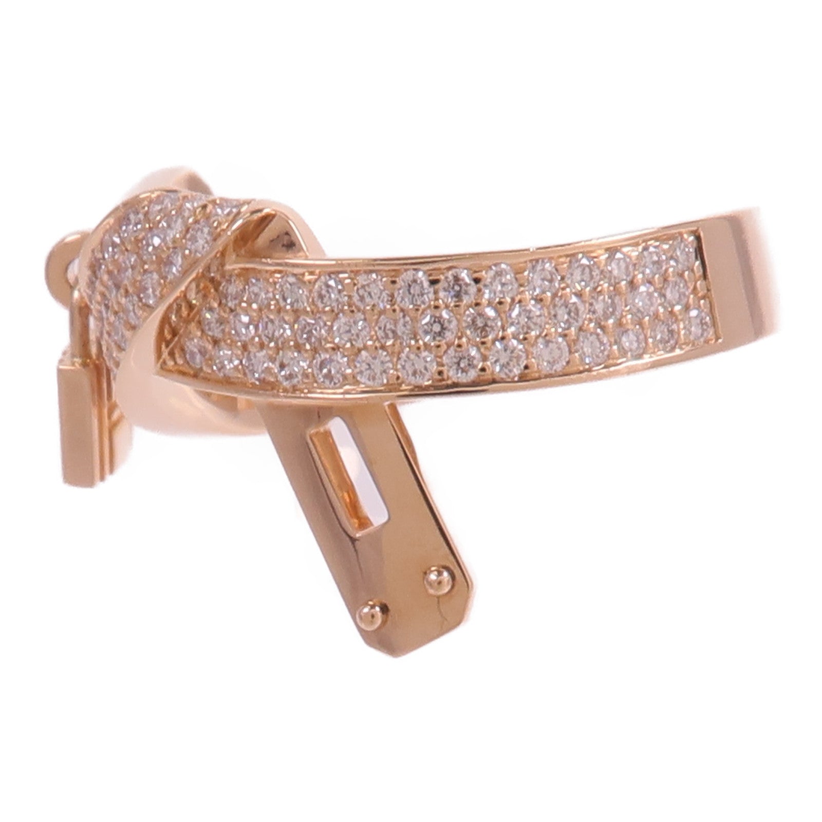 HERMES 18K玫瑰金Kelly Gavroche Ring鑽石戒指