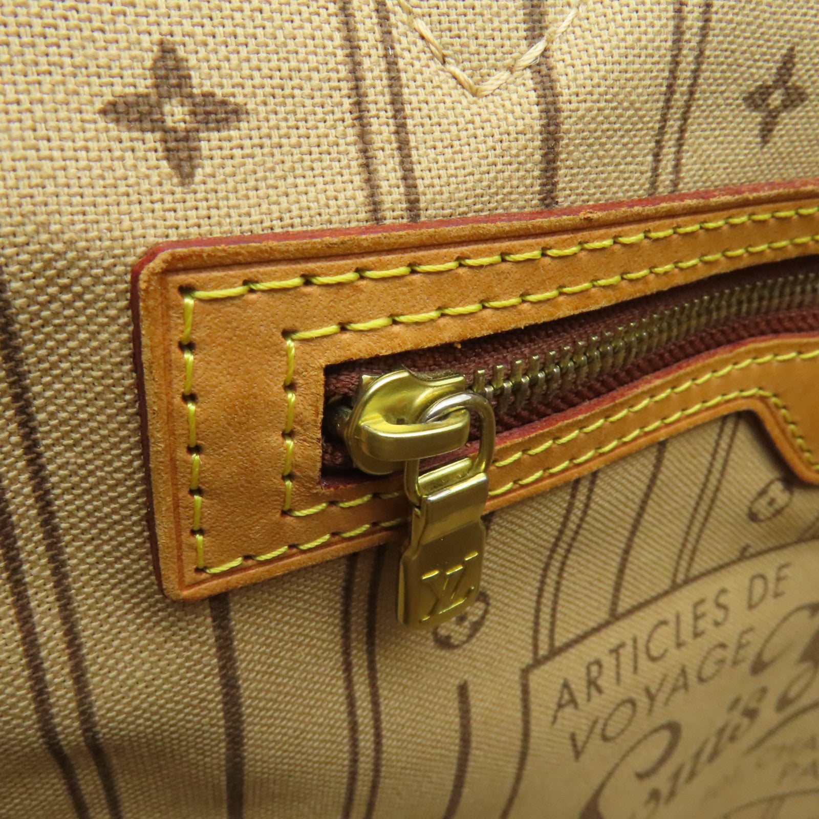 LOUIS VUITTON Monogram Neverfull MM金扣手挽袋啡色