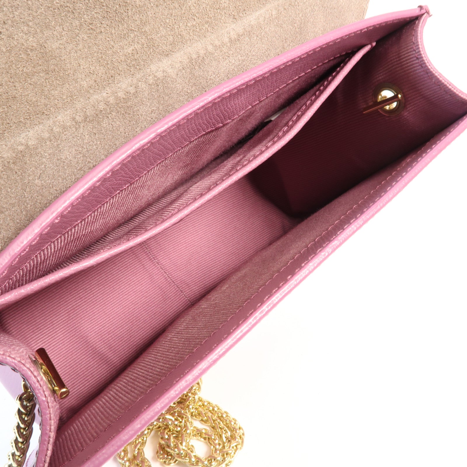 Furla 牛皮皮革Chain Shoulder金扣鏈帶肩背袋