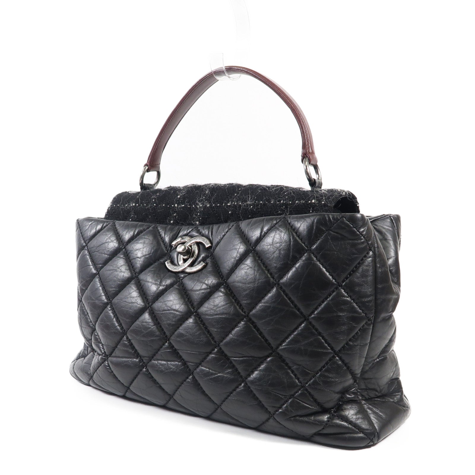 CHANEL 牛皮皮革Shoulder Bag銀扣鏈帶手挽肩背兩用袋