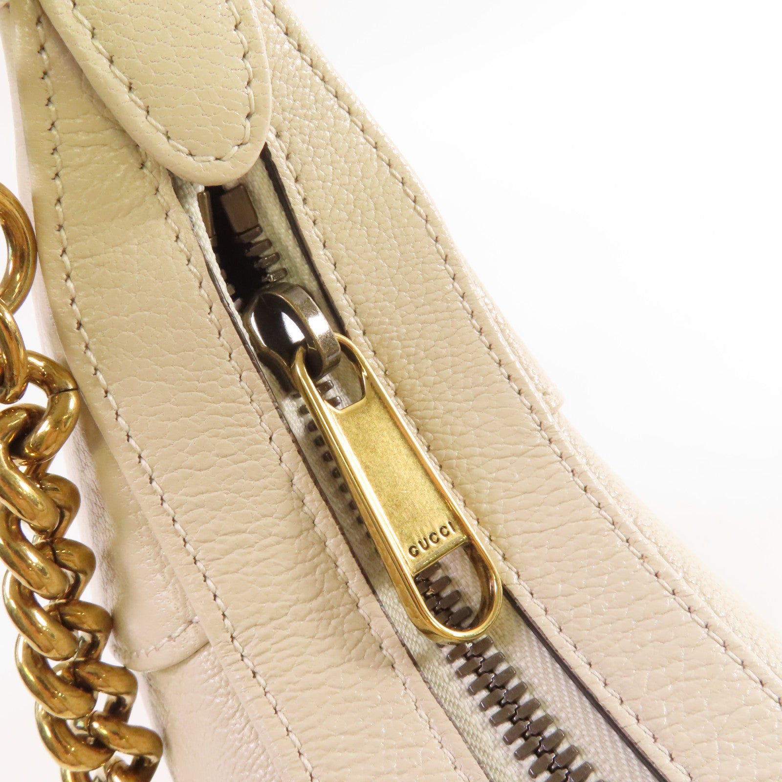 GUCCI 【激減優惠】牛皮皮革Aphrodite 2Way Shoulder Bag金扣鏈帶肩背袋米白色