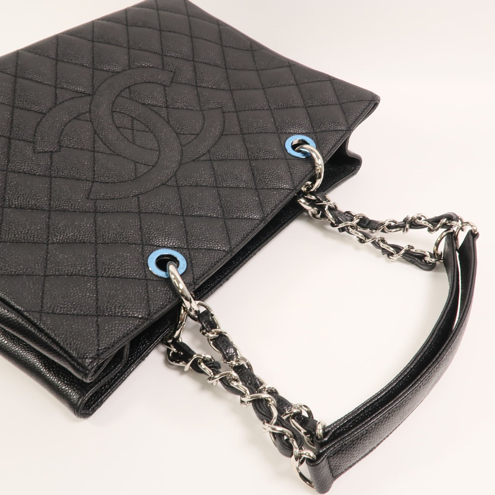 CHANEL 牛皮皮革GST Grand Shopping Tote Bag鏈帶肩背袋