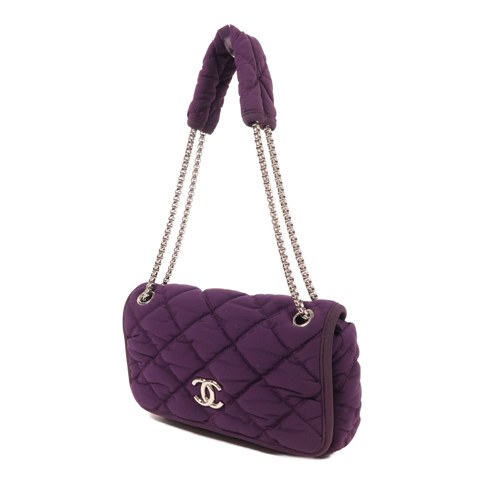 CHANEL 布料Shoulder Bag鏈帶肩背袋紫色