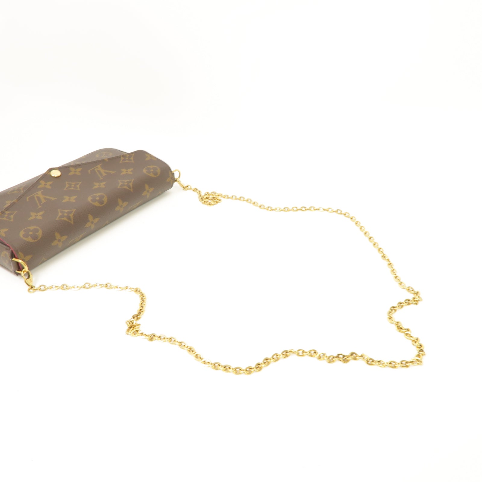 LOUIS VUITTON Monogram Felicie Pochette金扣鏈帶肩背袋啡色