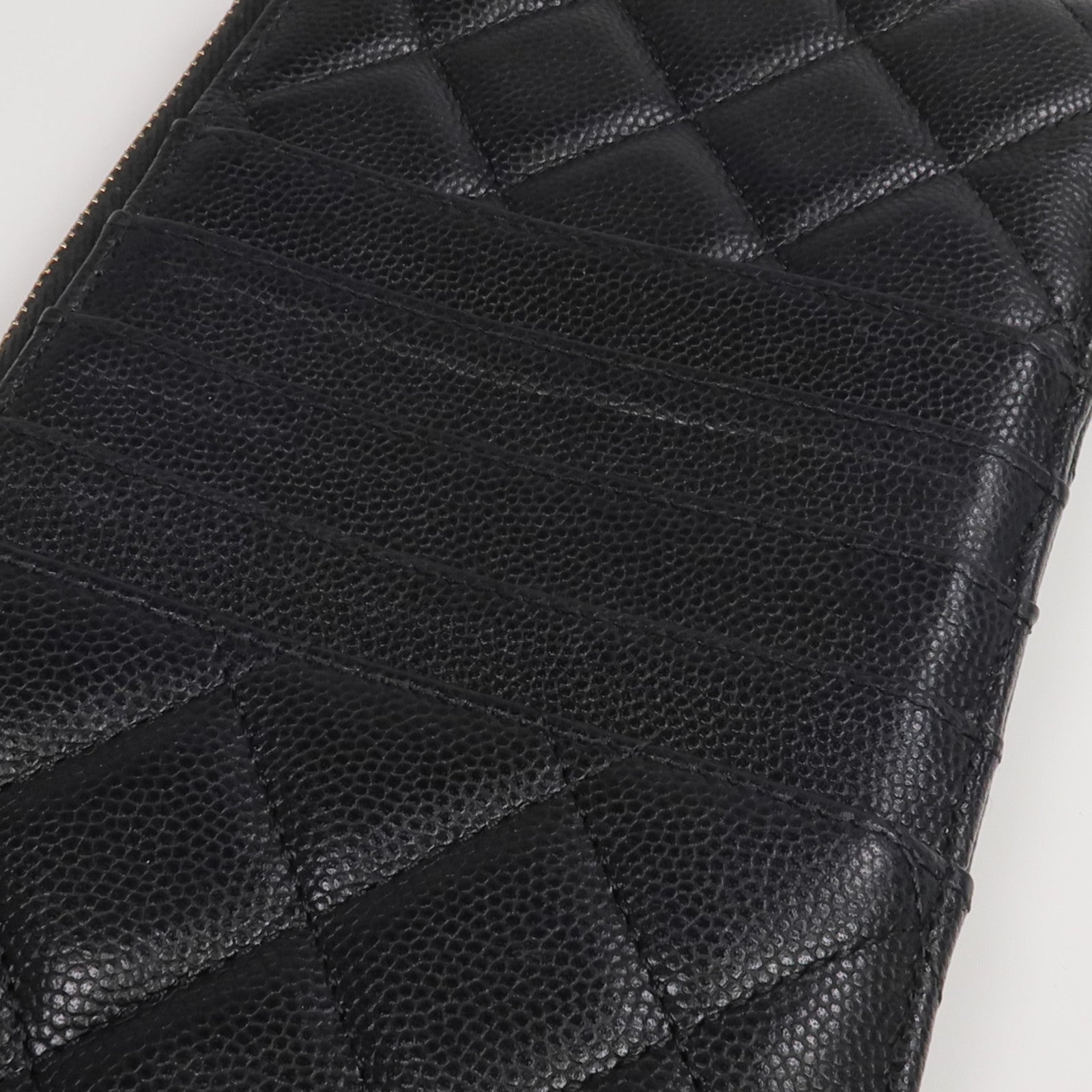 CHANEL 牛皮皮革Long Zip Wallet金扣長錢包