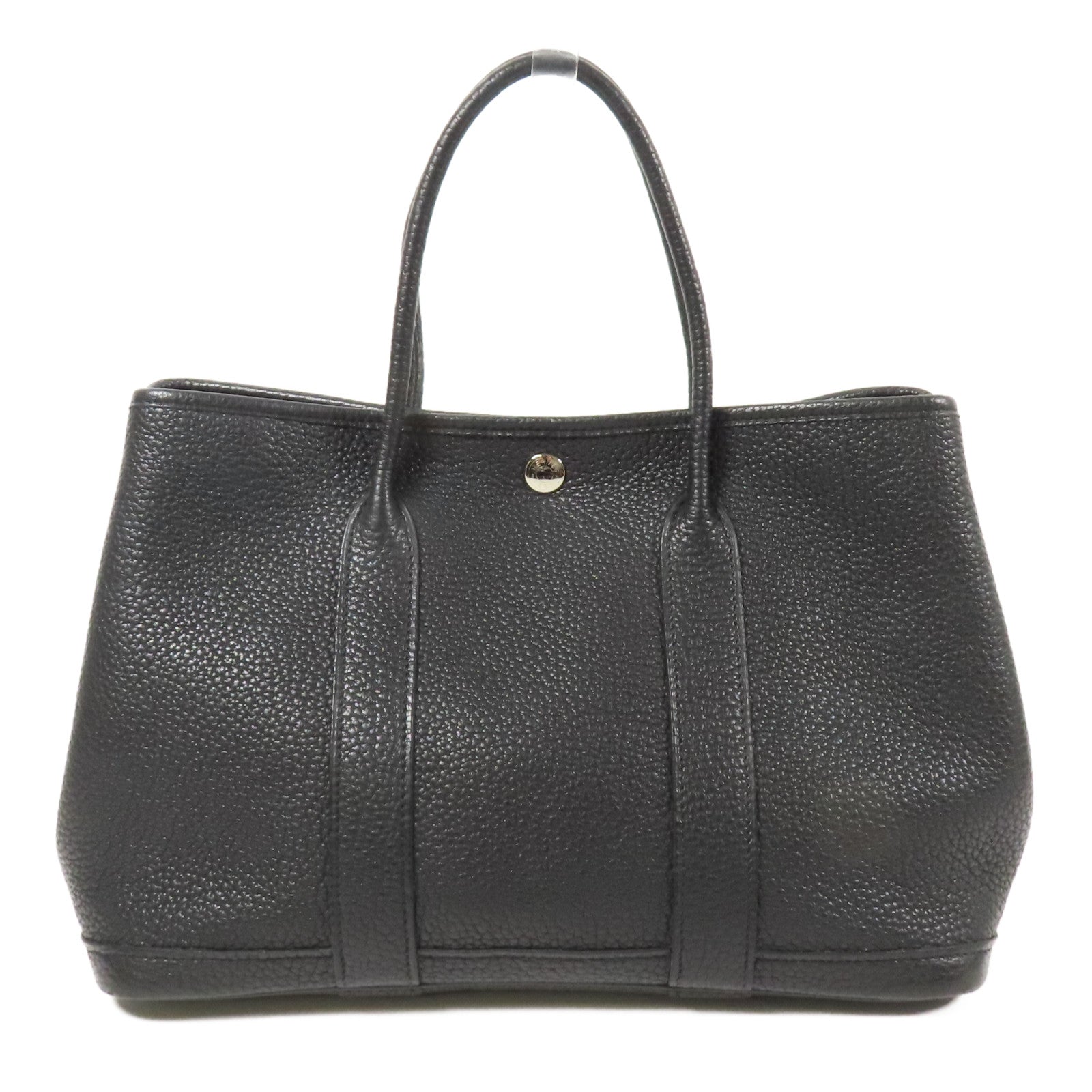 HERMES Negonda皮革Garden Party TPM銀扣手挽袋Black