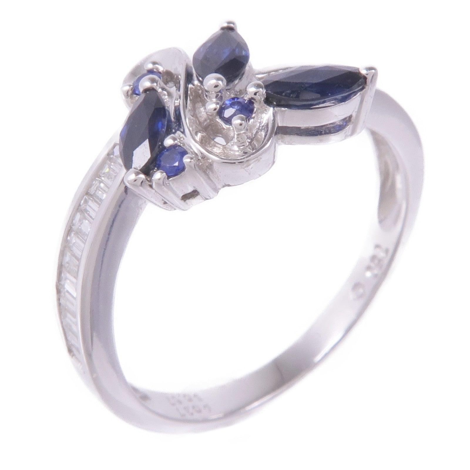 JEWELRY 18K白金Sapphire Diamond Ring藍寶石/鑽石戒指US#8