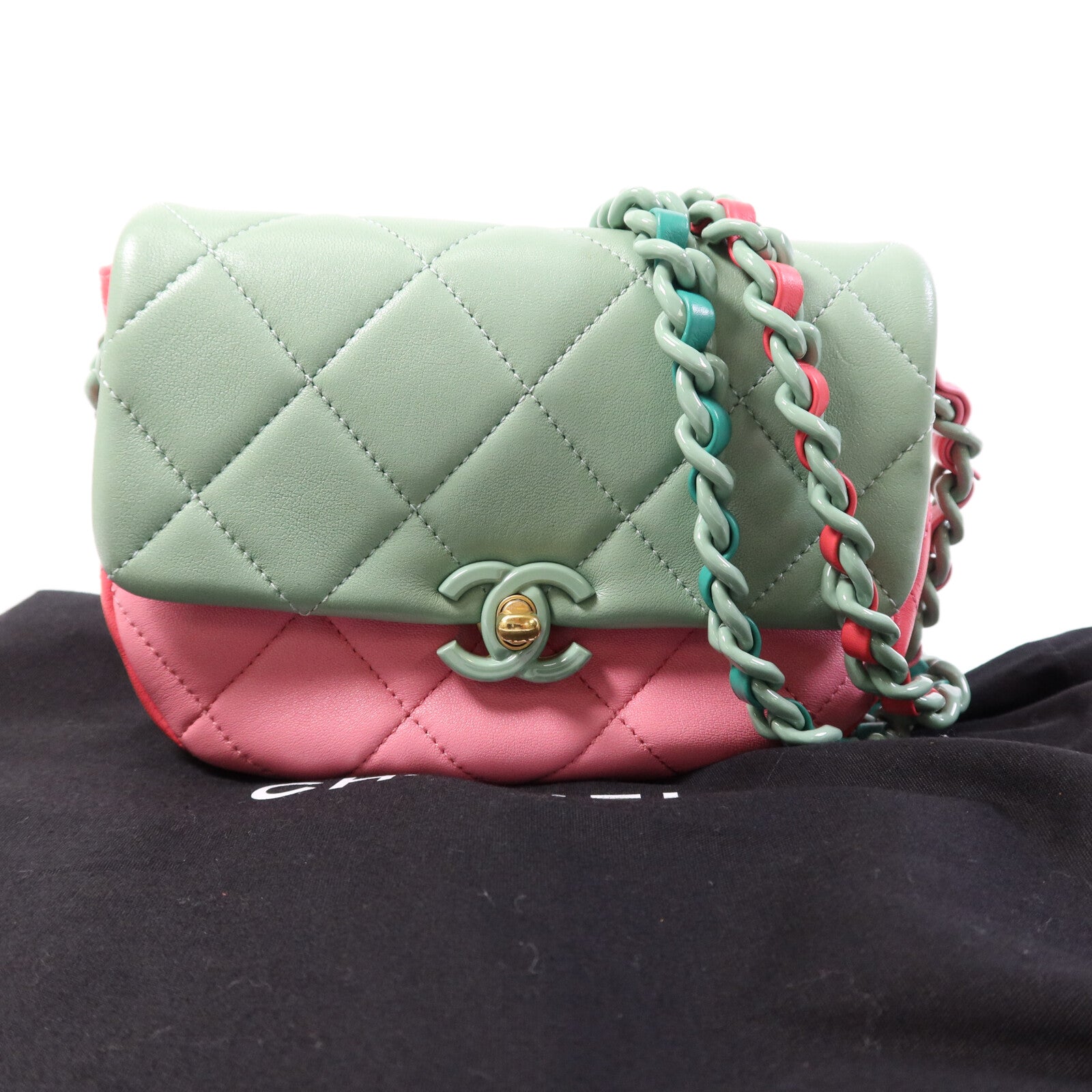 CHANEL 羊皮皮革Colourblock Mini Bag肩背袋