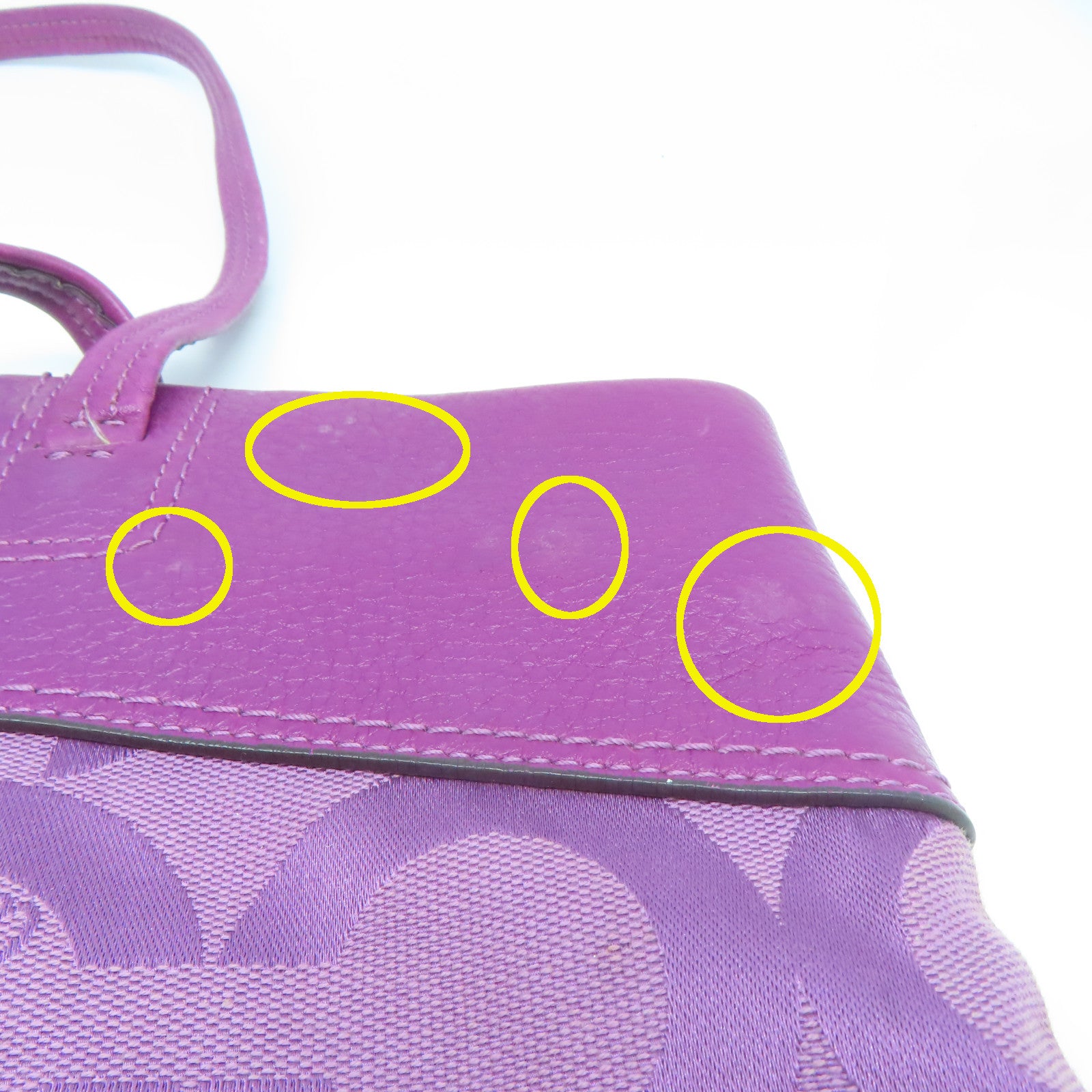 COACH 牛皮皮革Tote Bag銀扣手挽袋紫色