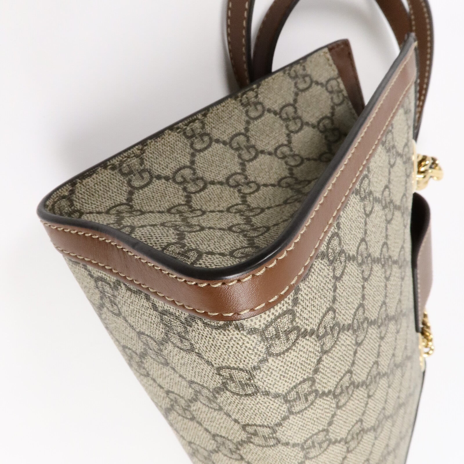 GUCCI 塗層帆布GG GHW Padlock鏈帶肩背袋