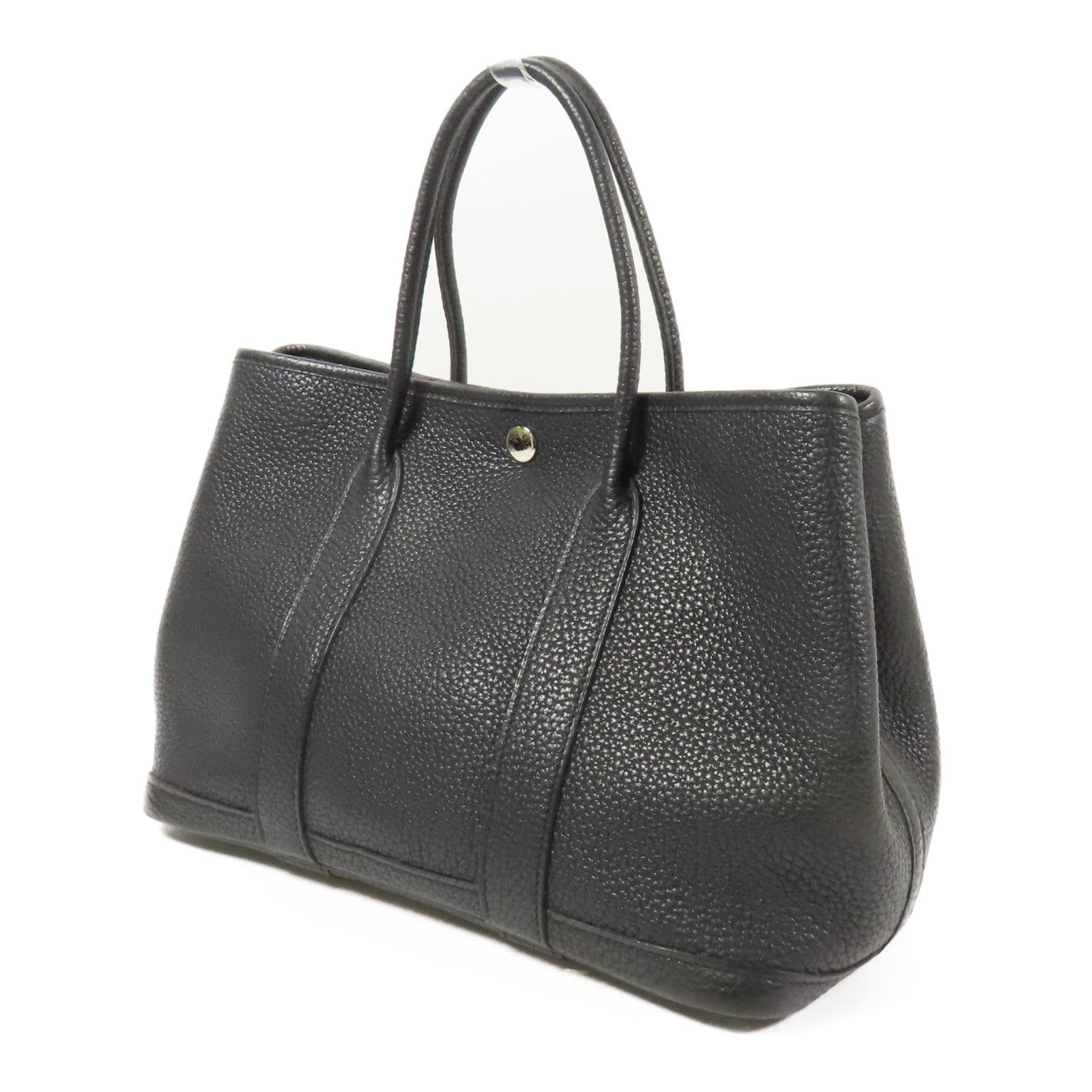 HERMES Negonda皮革Garden Party TPM銀扣手挽袋Black