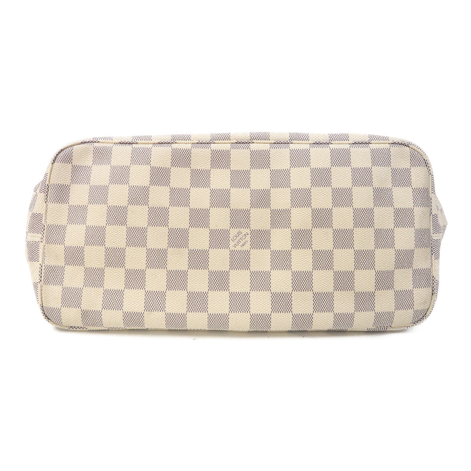 LOUIS VUITTON 【激減優惠】Damier Azur Neverfull MM金扣手挽袋白色