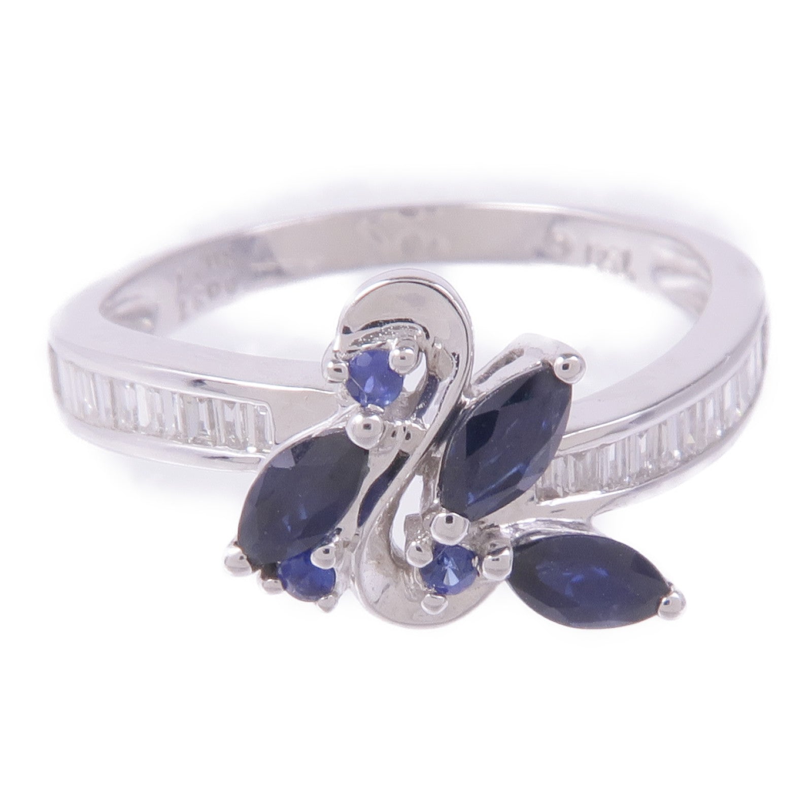 JEWELRY 18K白金Sapphire Diamond Ring藍寶石/鑽石戒指US#8