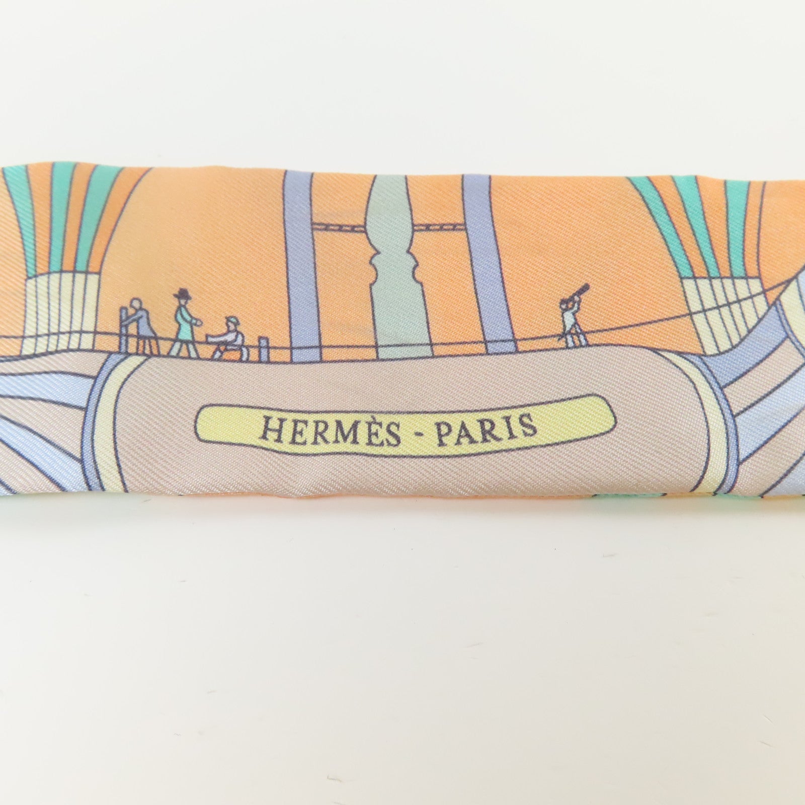 HERMES 【激減優惠】絲質Twilly絲巾橙色/米色/綠色