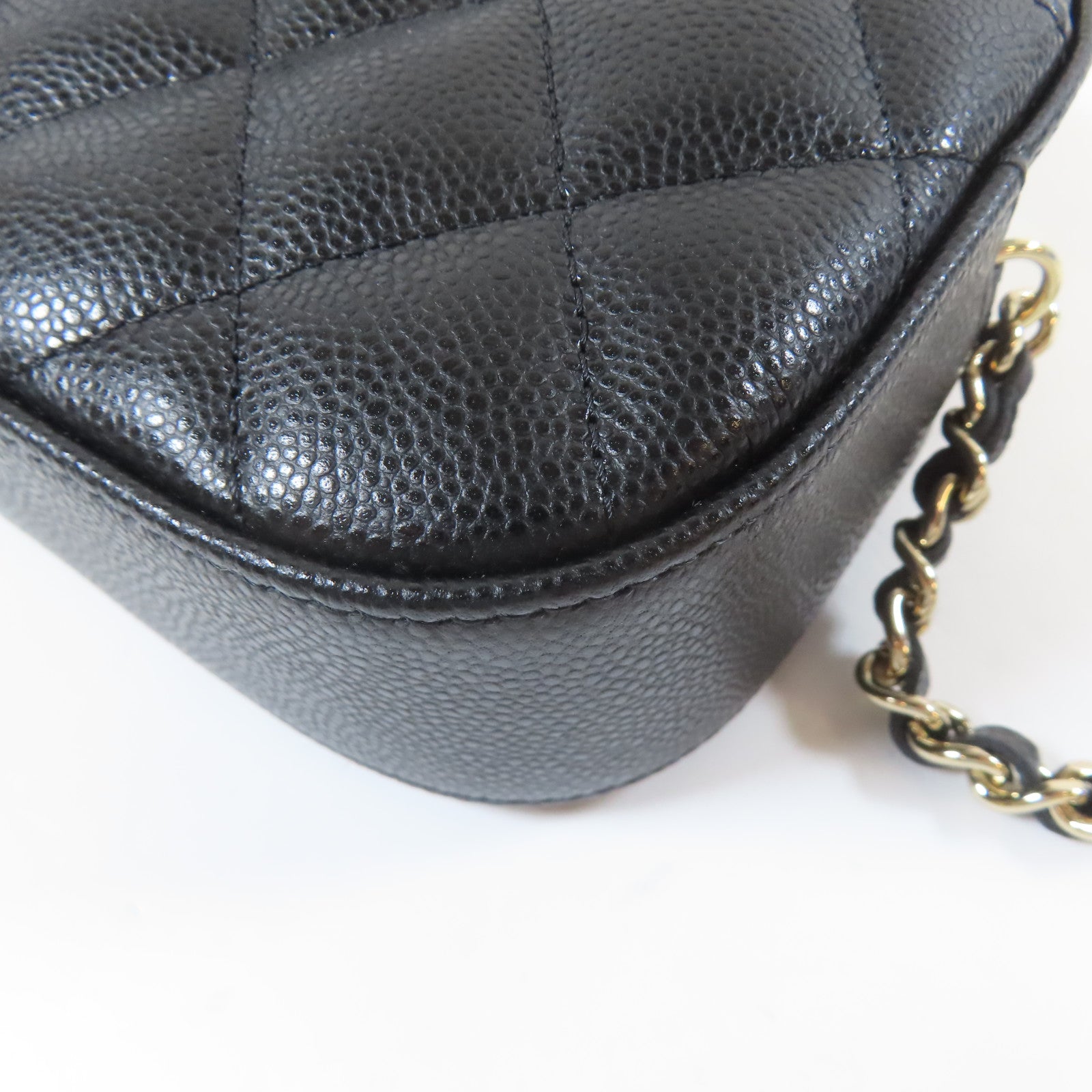 CHANEL 【激減優惠】菱格Caviar皮革Chain Shoulder銀扣鏈帶肩背袋黑色