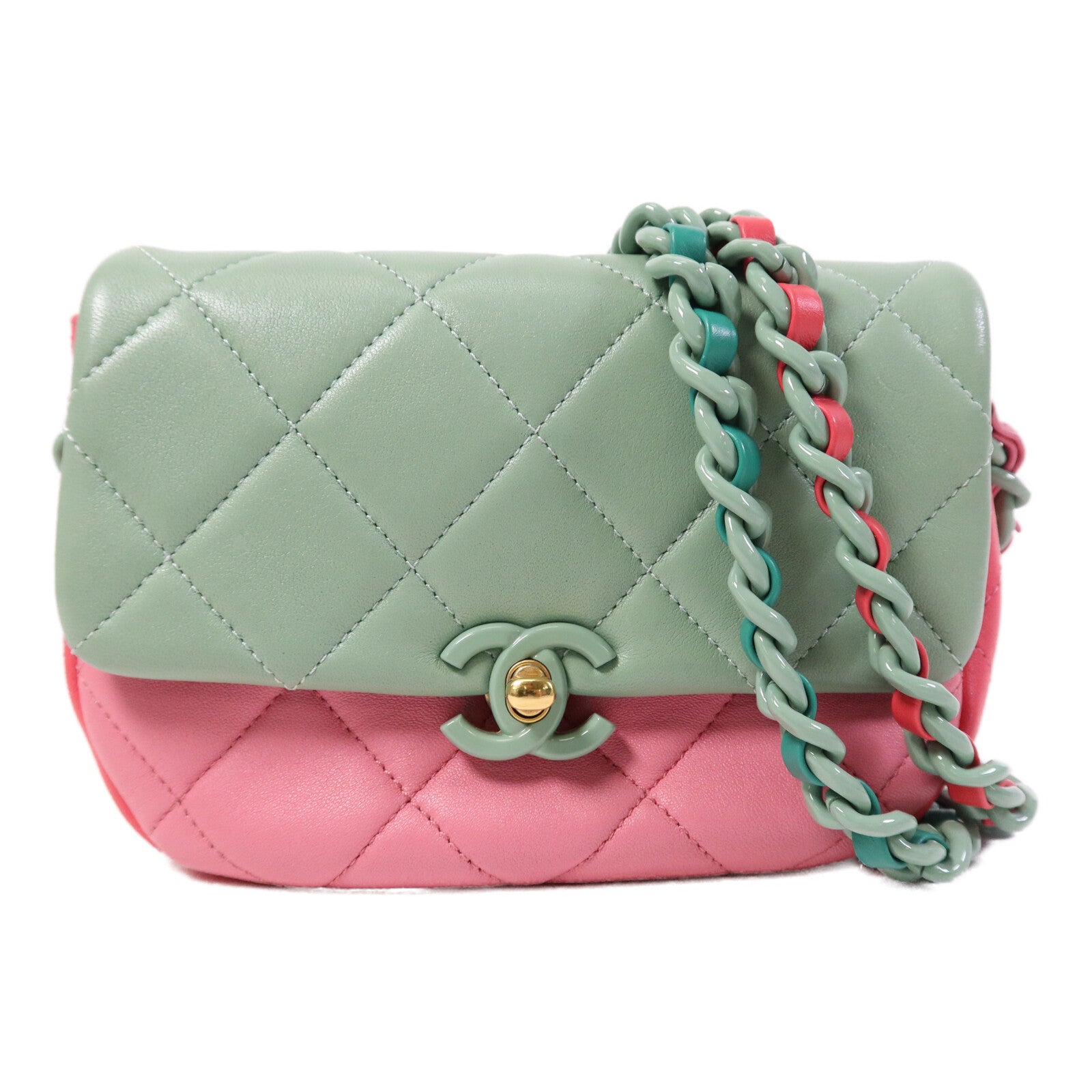 CHANEL 羊皮皮革Colourblock Mini Bag肩背袋