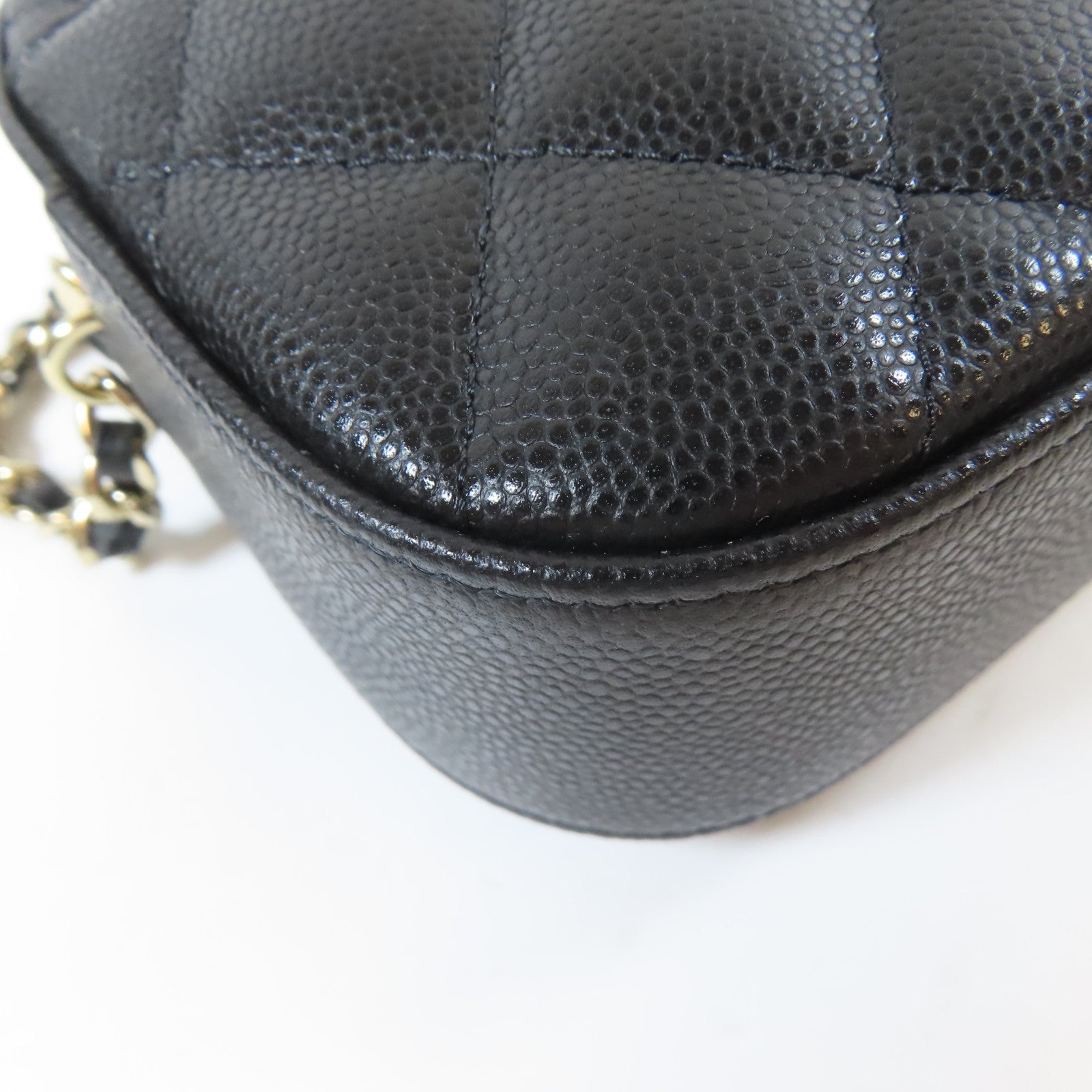 CHANEL 【激減優惠】菱格Caviar皮革Chain Shoulder銀扣鏈帶肩背袋黑色