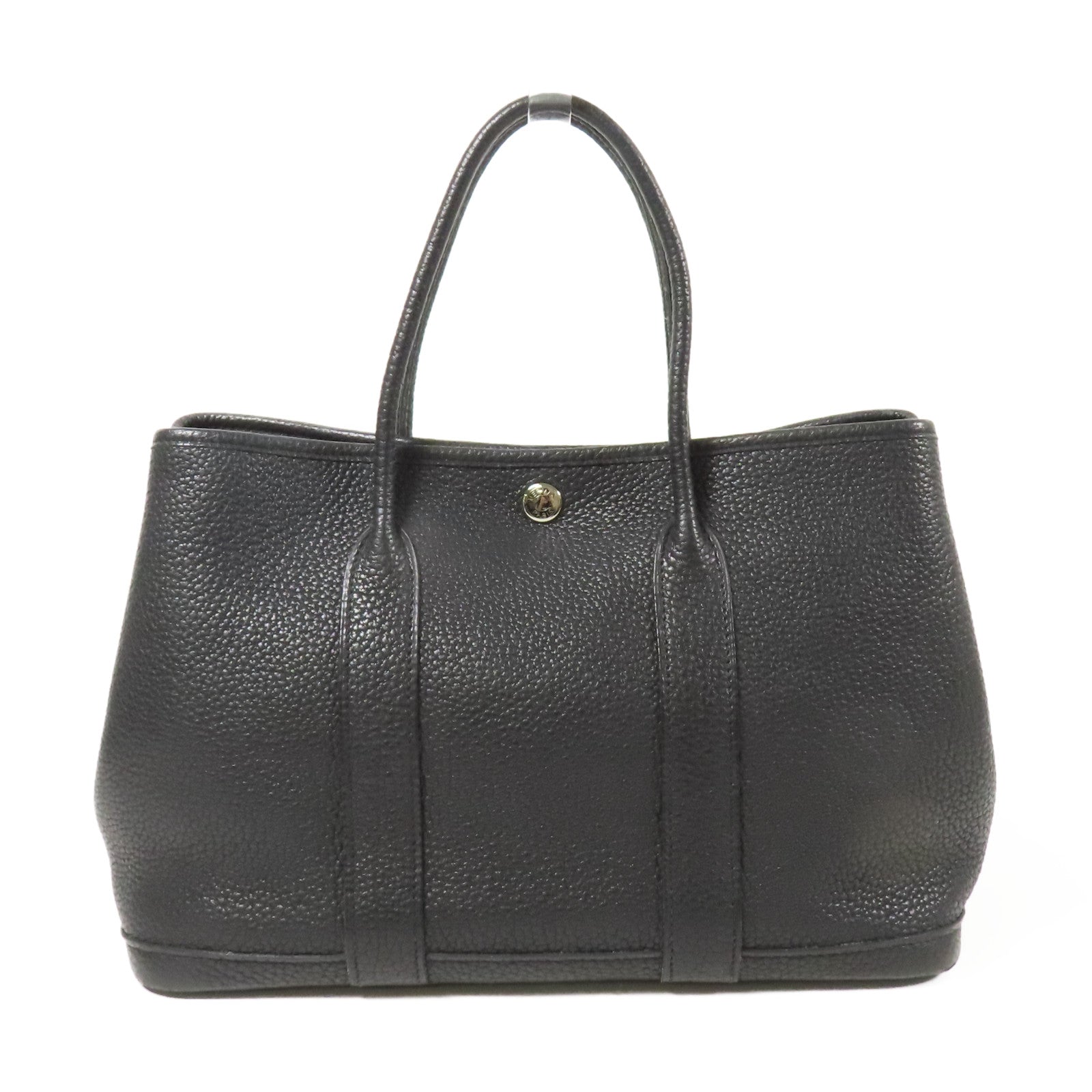 HERMES Negonda皮革Garden Party TPM銀扣手挽袋Black