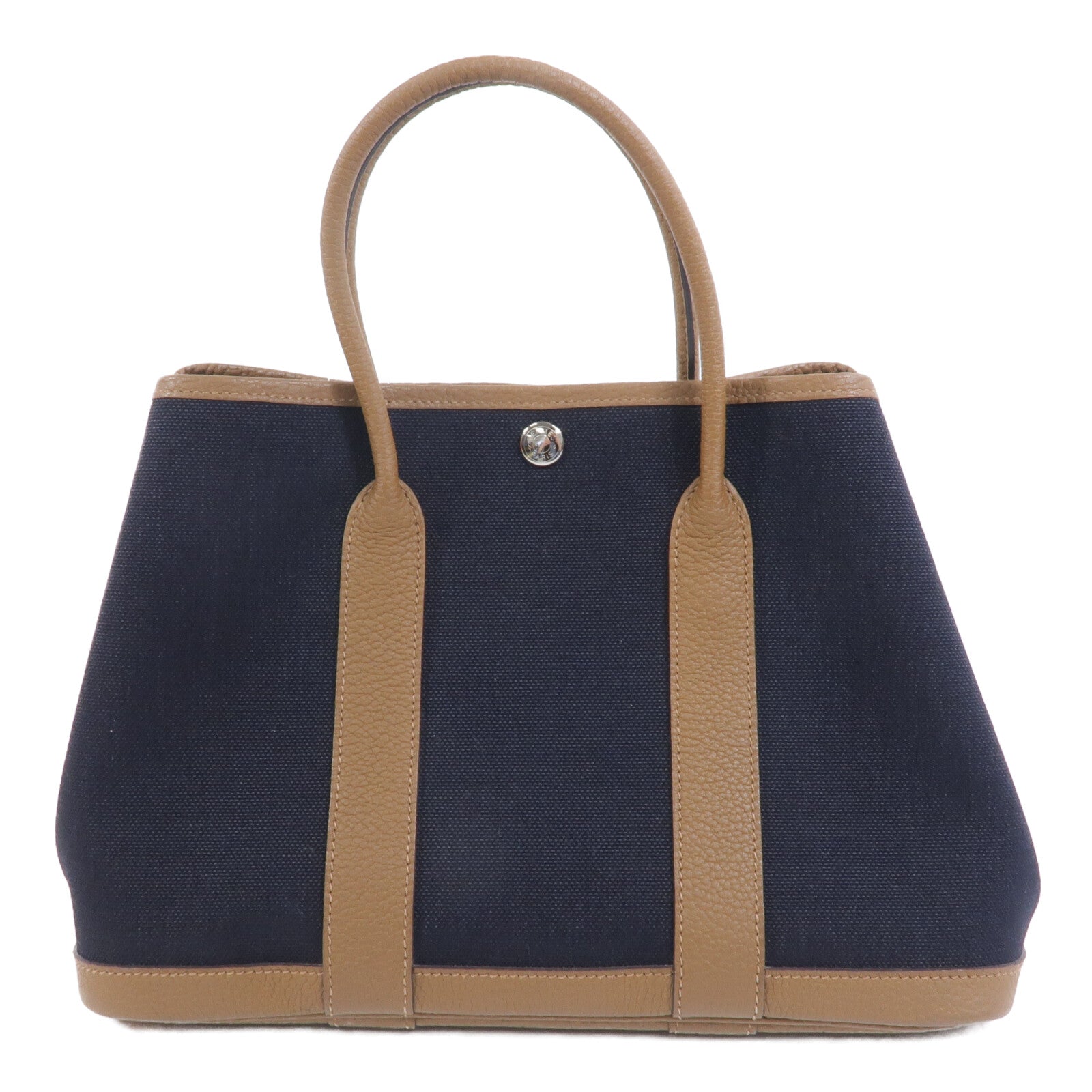 HERMES 帆布Garden Party TPM手挽袋Noir/Alezan