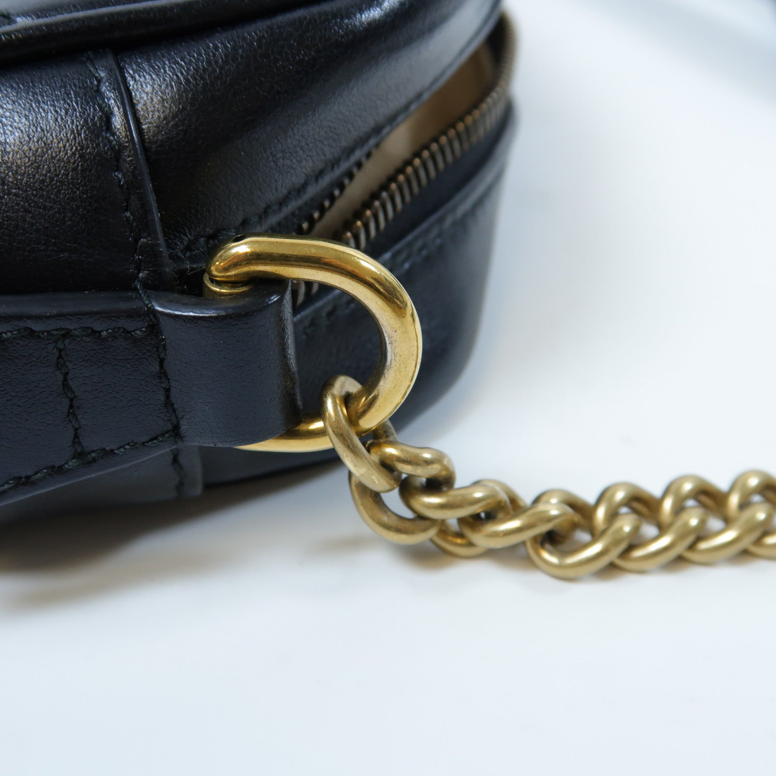 GUCCI 牛皮皮革GG Marmont Mini金扣肩背袋黑色