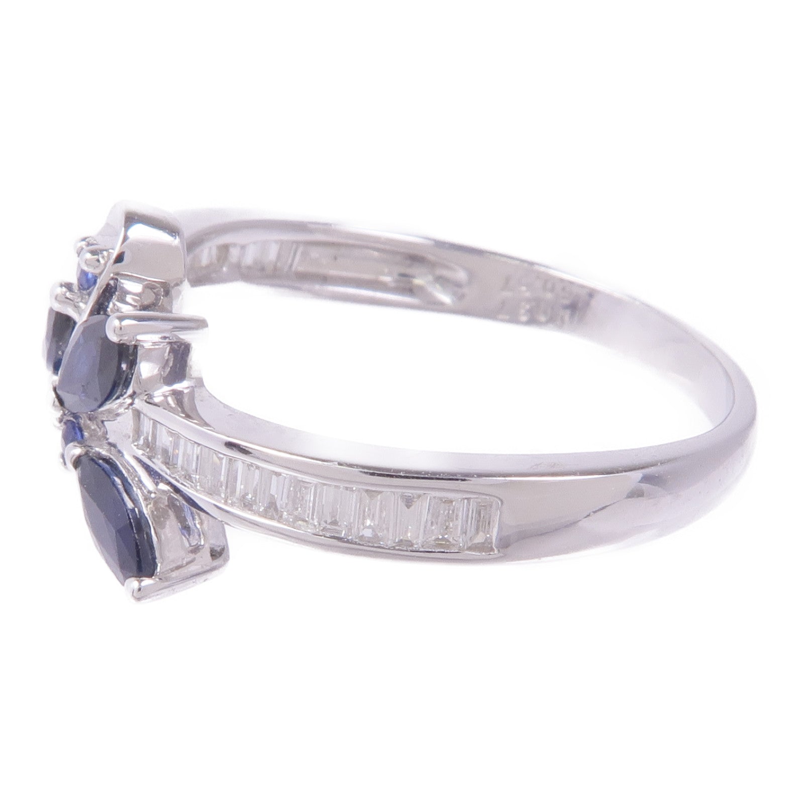JEWELRY 18K白金Sapphire Diamond Ring藍寶石/鑽石戒指US#8