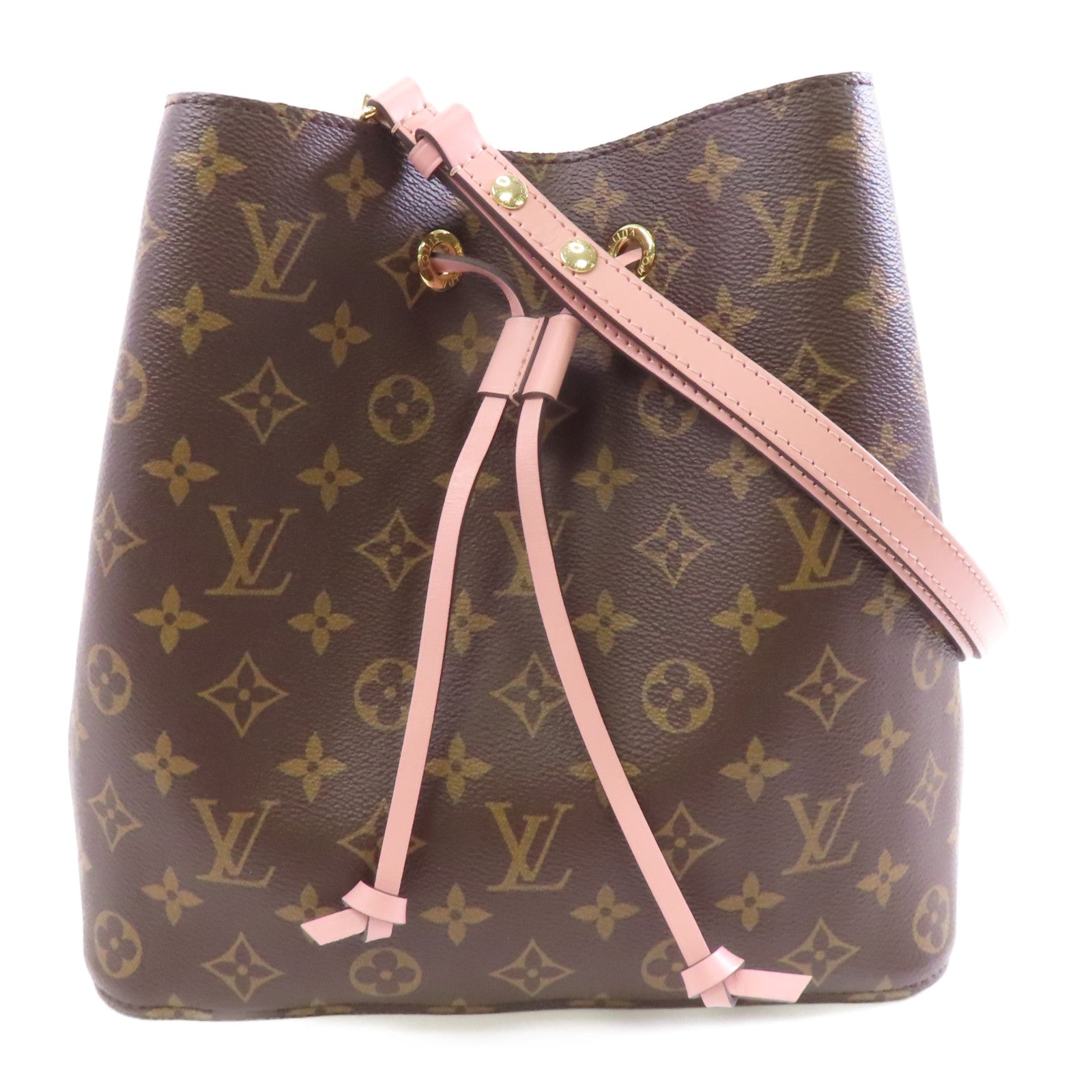 LOUIS VUITTON Monogram Neo Noe金扣手挽肩背兩用袋棕色/粉紅色